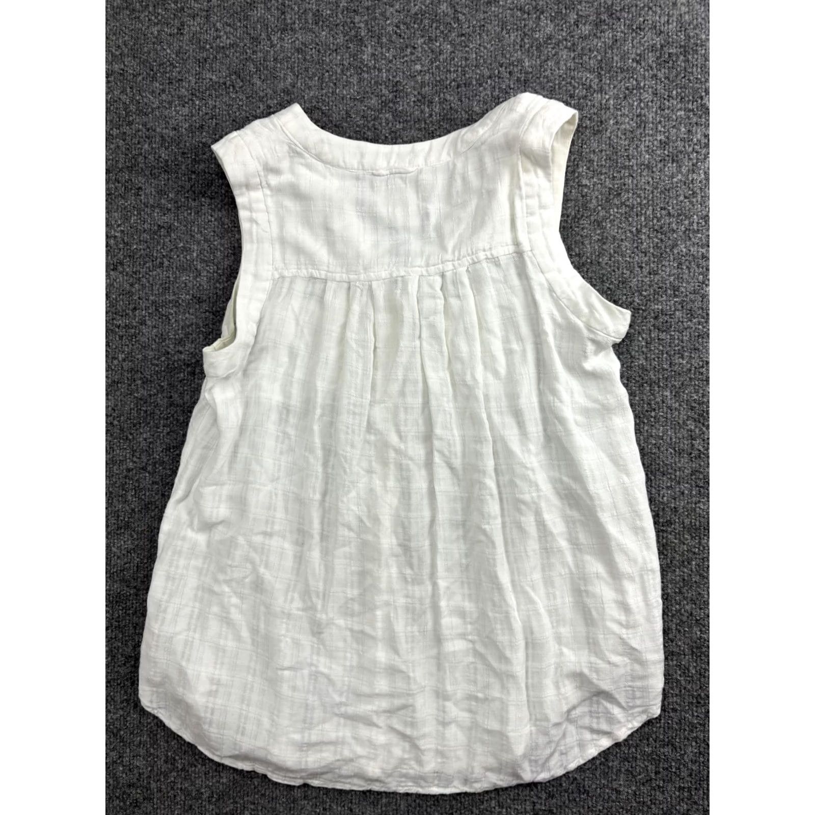 Vintage Maeve Blouse Womens 4 White Rayon Sleeveless Button Front Pocket Tunic Top Size S / US 4 / IT 40 - 6 Thumbnail