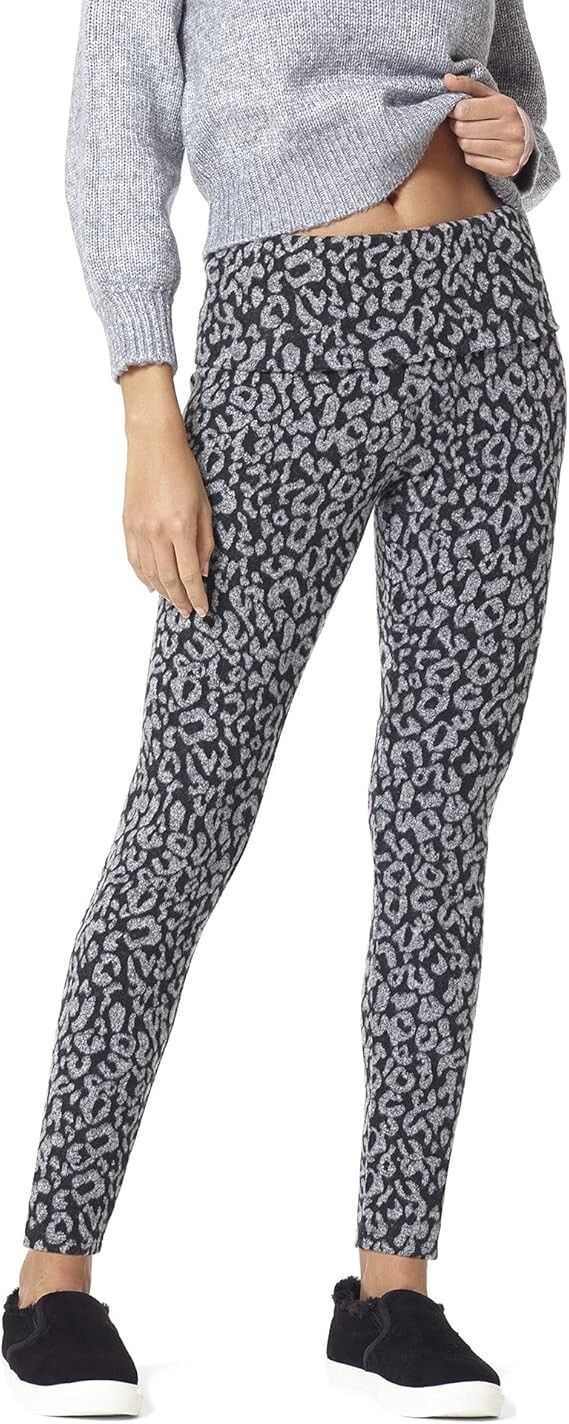HUE U22750H Ultra Brushed Leggings Leopard Grey ( L )
