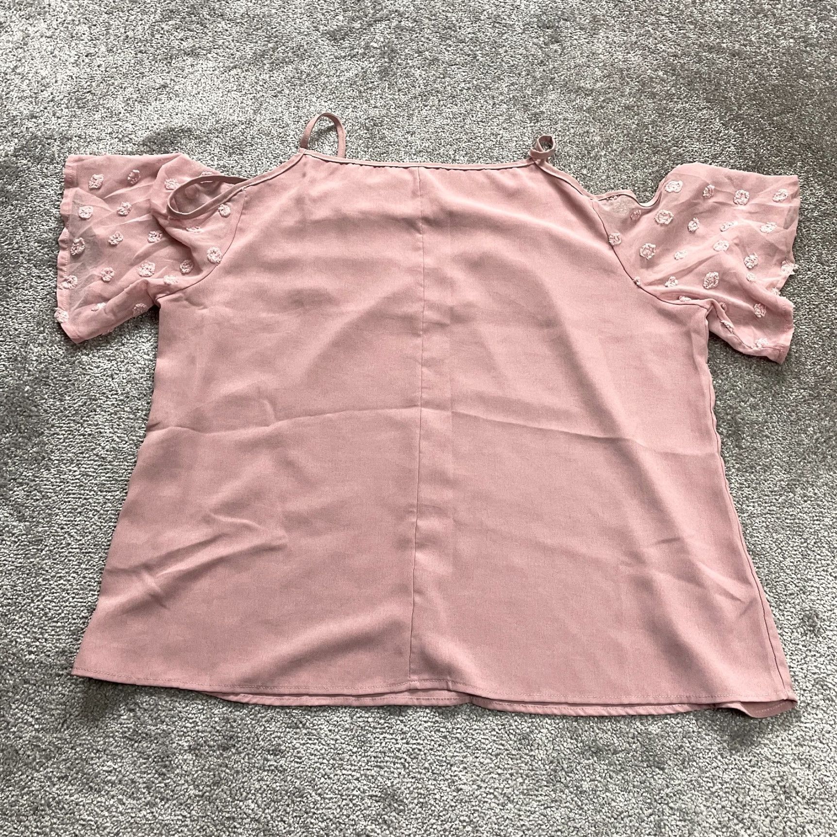 Shein SheIn Blouse Shirt Womens 2XL Pink Chiffon Cold Shoulder Short Sleeve - Lightweight, Casual, Breathable, Regular Fit Size XXL / US 16-18 / IT 52-54 - 2 Thumbnail