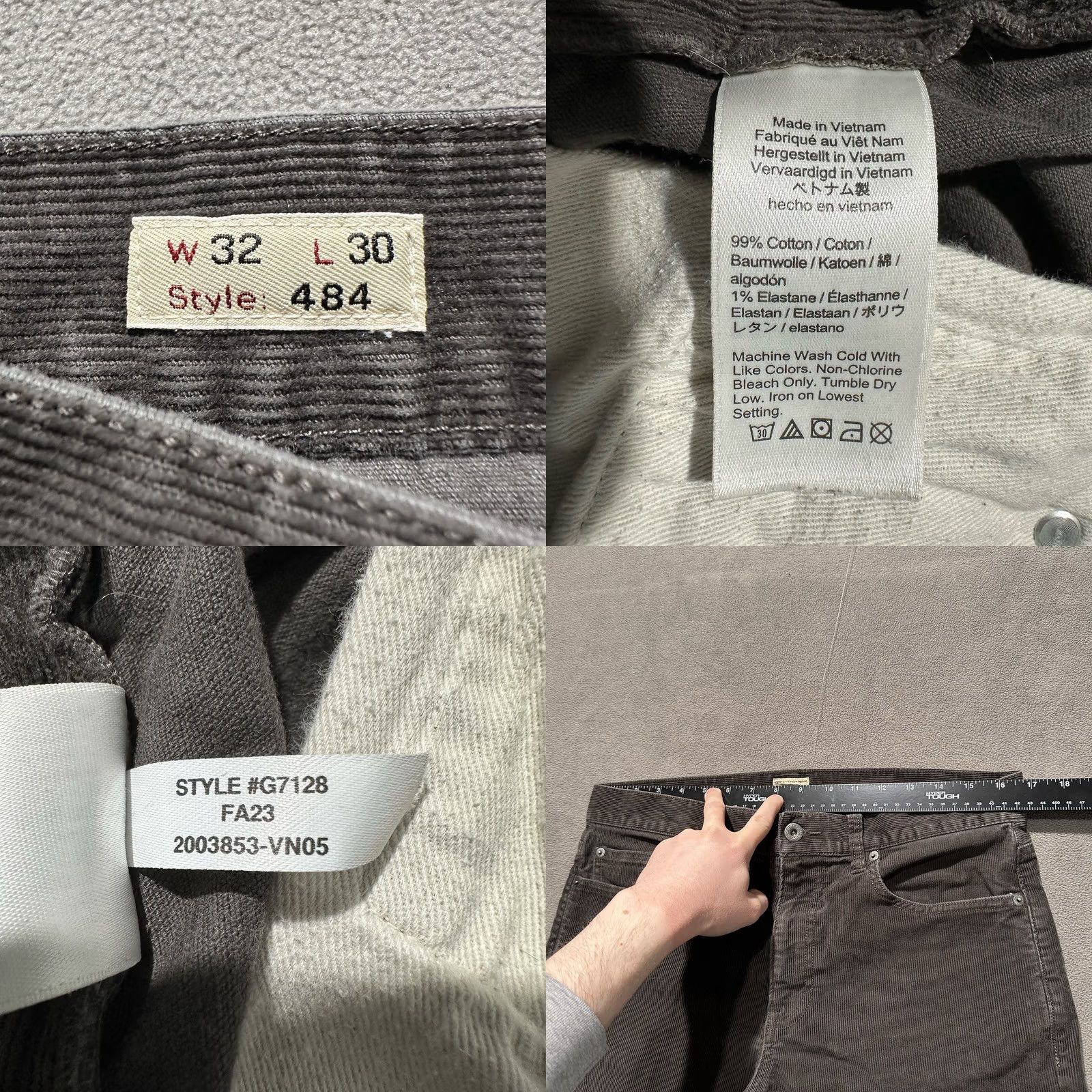 J.Crew J Crew 484 Pants Mens 32x30 Slim Fit Brown Stretch Corduroy G7128 Size US 32 / EU 48 - 8 Thumbnail