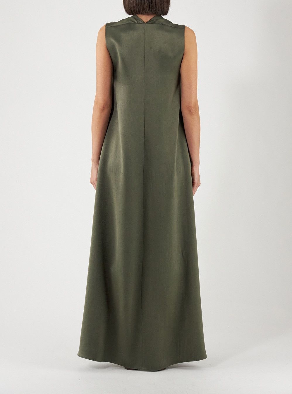 Loro Piana o1srvl11e1124 Elegant Long Satin Dress in Military Green Size L / US 10 / IT 46 - 2 Thumbnail