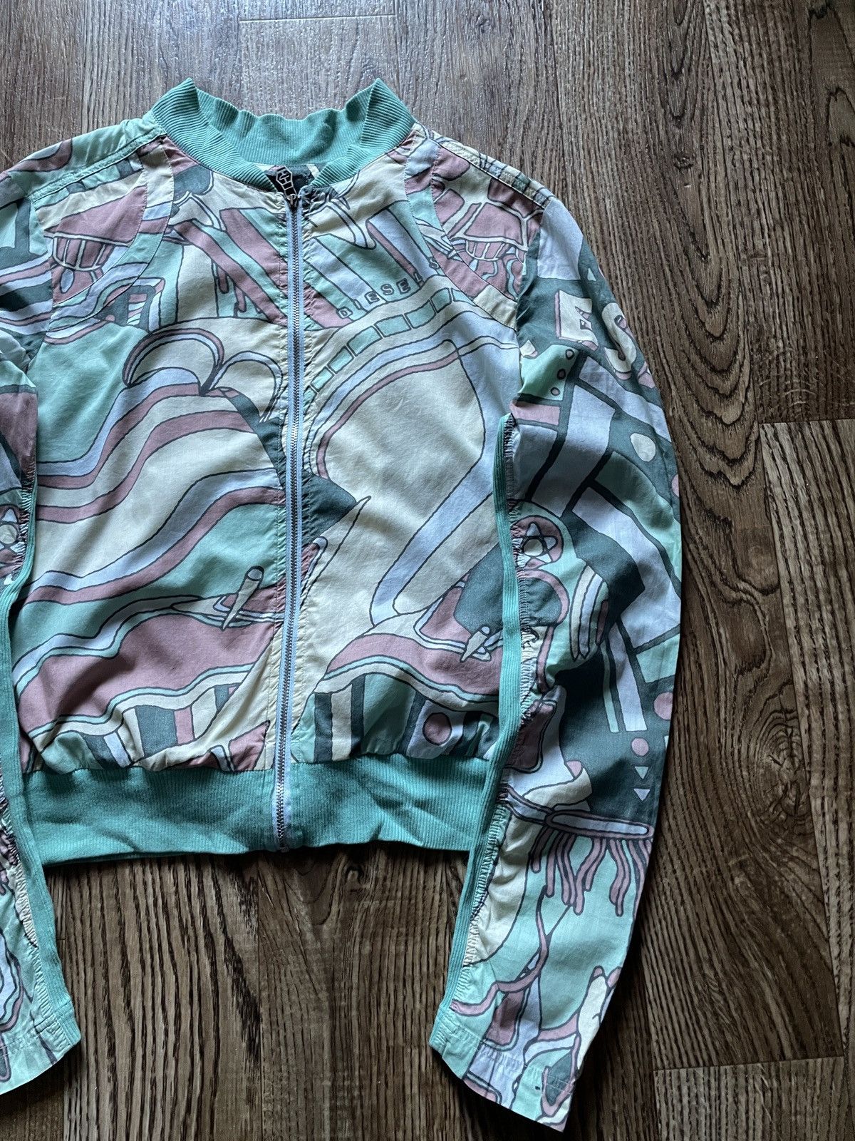 Diesel Diesel Y2K Cropped Bomber Jacket Vintage Abstract Print Sz M Size M / US 6-8 / IT 42-44 - 4 Thumbnail