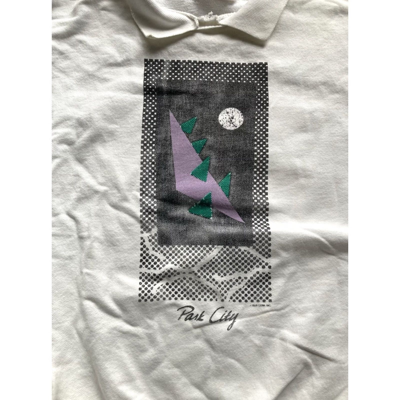 Vintage VINTAGE Park City Utah Sweatshirt L Large White Collared Ski 80s 90s Mens Curk Pullover Knit Solid Artworks Size US L / EU 52-54 / 3 - 2 Thumbnail