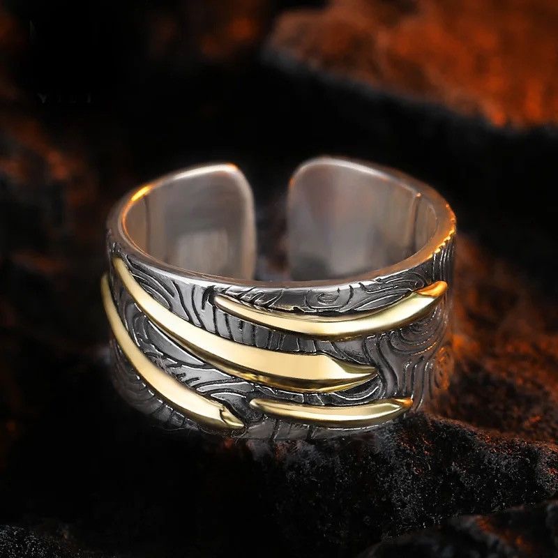 Jewelry × Vintage Gold Black Collision Index Finger Ring Silver 925 Size ONE SIZE - 3 Thumbnail