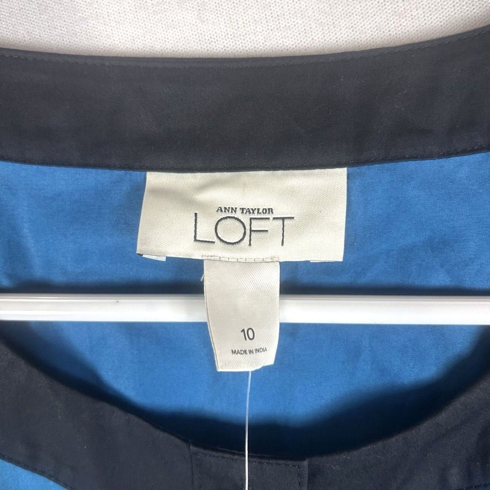 Loft VINTAGE Loft NEW Mini Summer Dress Womens 10 Blue Geometric Button Up Casual Party NWT Size L / US 10 / IT 46 - 5 Thumbnail