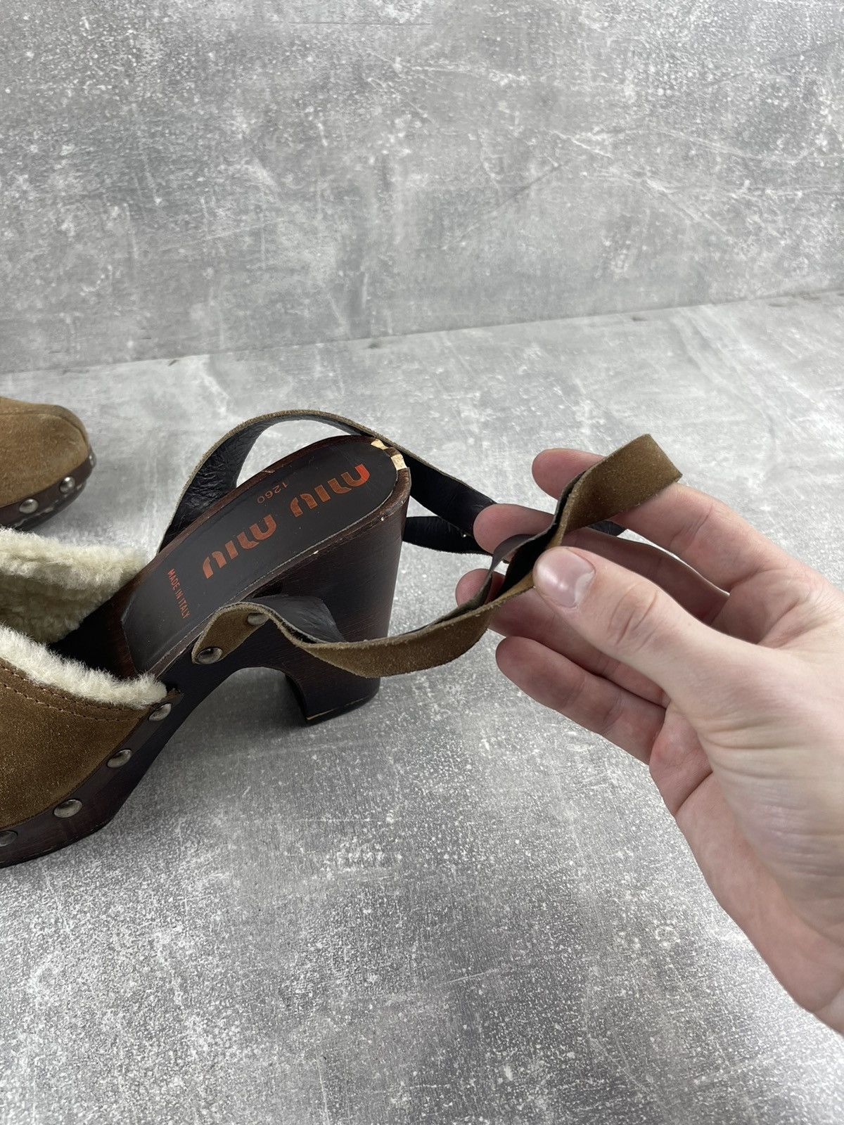 Miu Miu Miu Miu Archive Shearling Wooden Platform Clogs Sandals Size US 9 / IT 39 - 5 Thumbnail