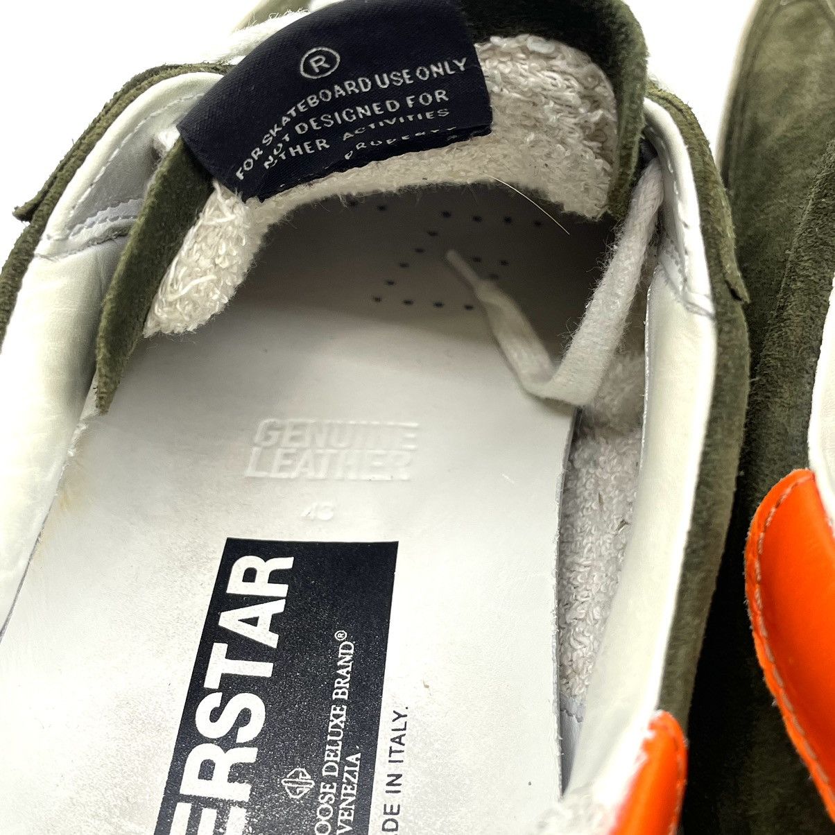 Designer Distressed Golden Goose Superstar Olive Suede Sneakers Size US 10 / EU 43 - 7 Thumbnail