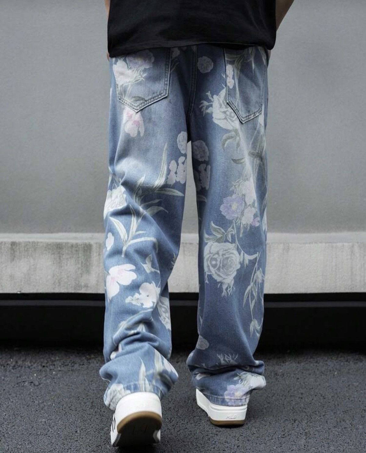 Japanese Brand Mibuki x Hiro Loose Wide Leg Floral Print Jeans Design Pants Size US 31 - 1 Thumbnail
