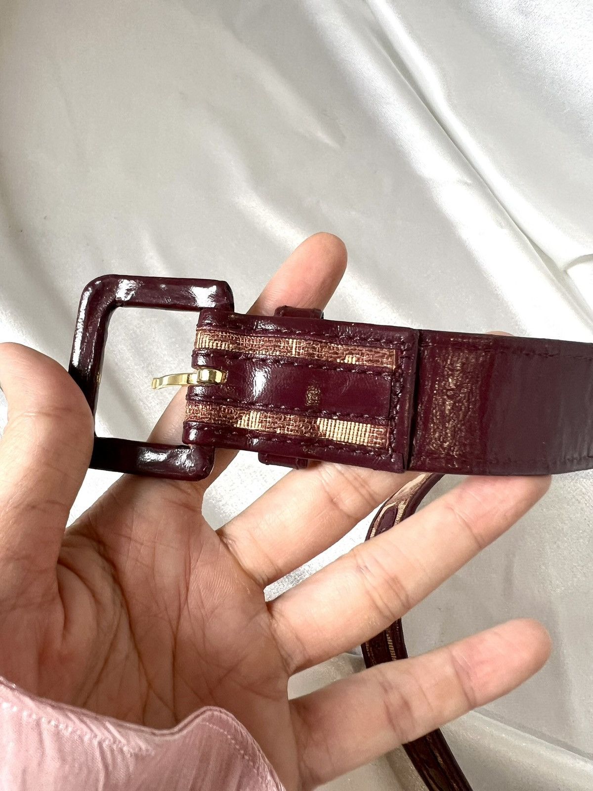 Dior Dior Leather Belt – Burgundy/Beige Monogram Size ONE SIZE - 10 Thumbnail