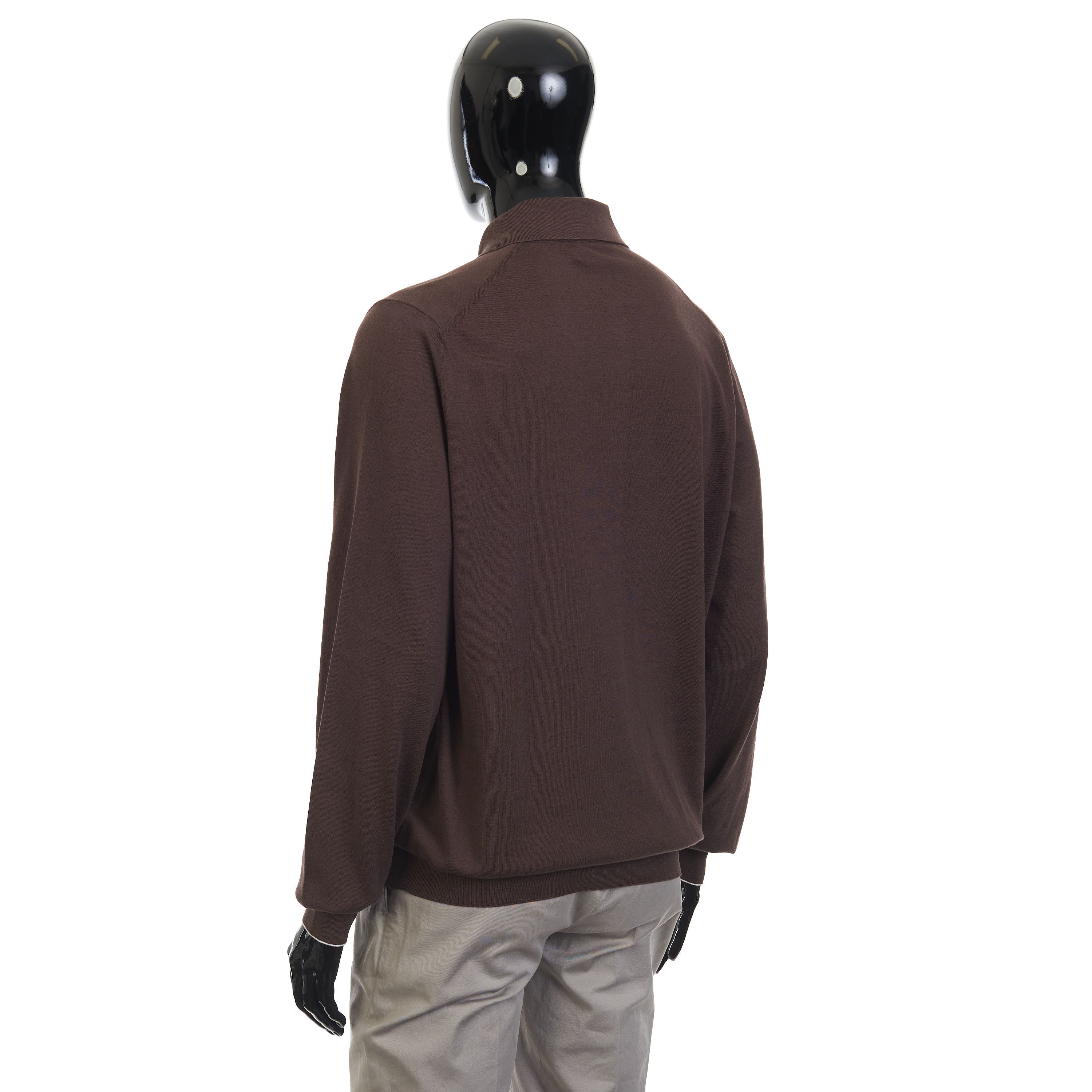 Brunello Cucinelli Brown Lightweight Cotton Knit Polo Shirt Size 58 Size US XXL / EU 58 / 5 - 5 Thumbnail