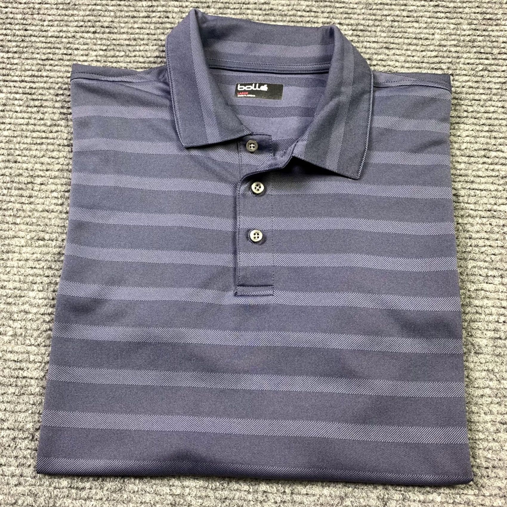 Vintage BOLLE Quick Dry Golf Polo Shirt Striped Short Sleeve Blue Mens Large Size US L / EU 52-54 / 3 - 7 Thumbnail