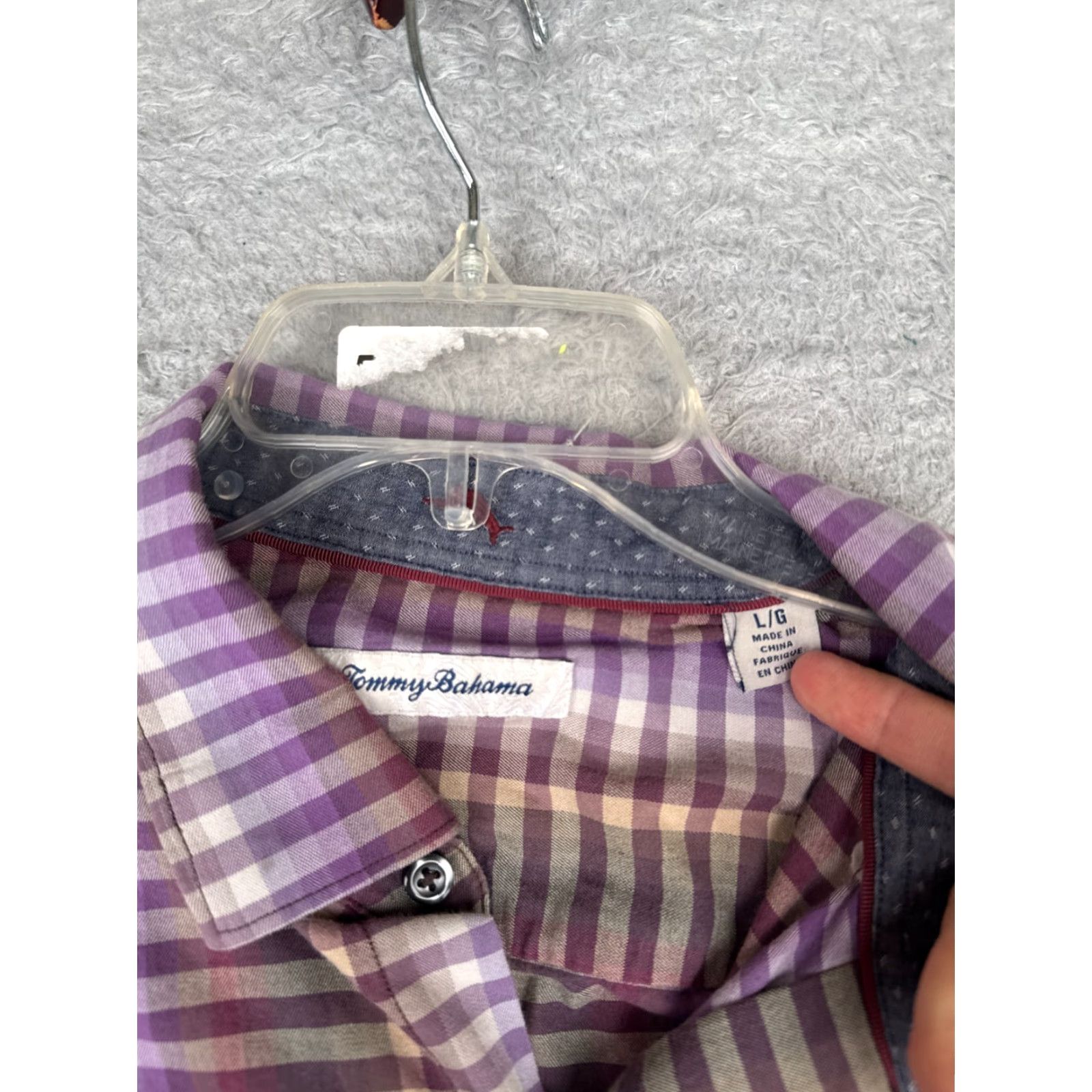 Tommy Bahama Tommy Bahama Shirt Men Large Purple Stripe Long Sleeve Cotton Blend Button Up Size US L / EU 52-54 / 3 - 7 Thumbnail