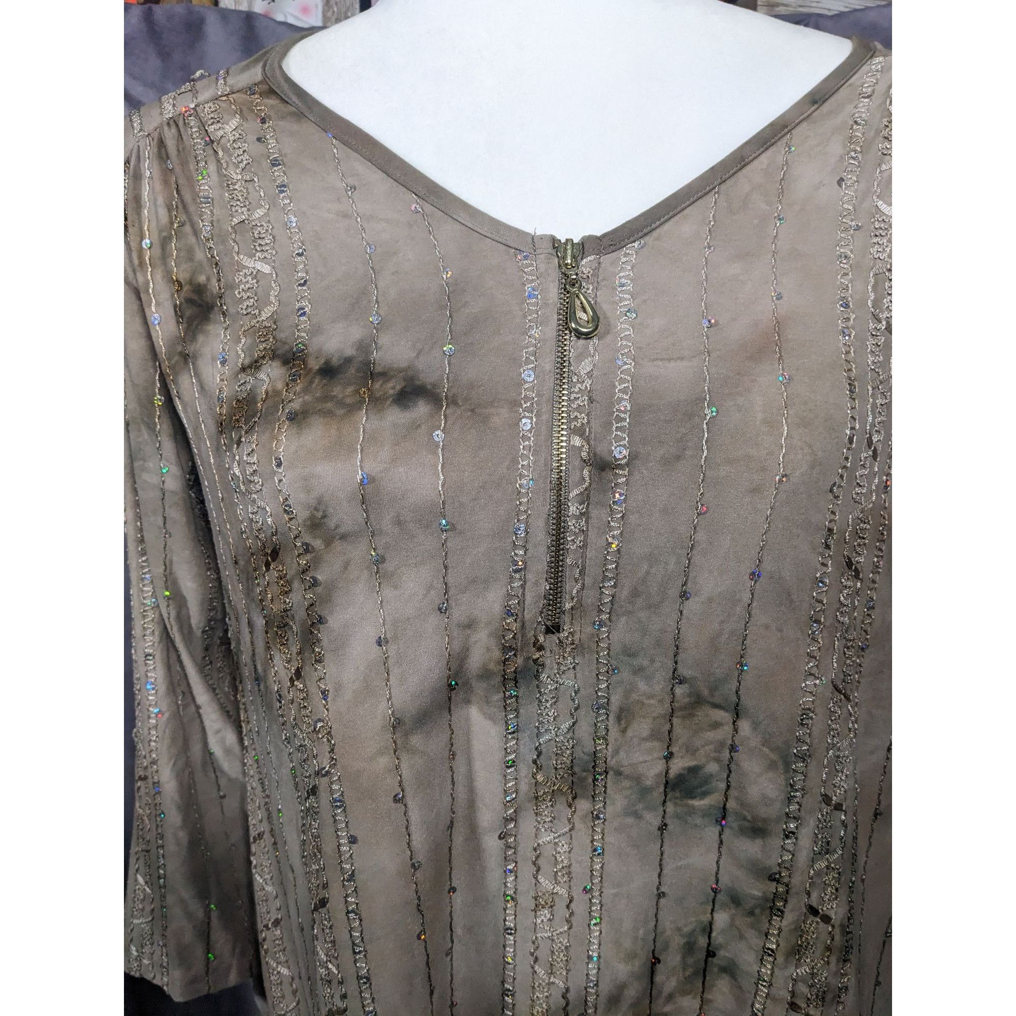 Other Sami & Jo Bohemian Tan Tie Dye Embroidered Sequin Tunic Size Size M / US 6-8 / IT 42-44 - 7 Thumbnail