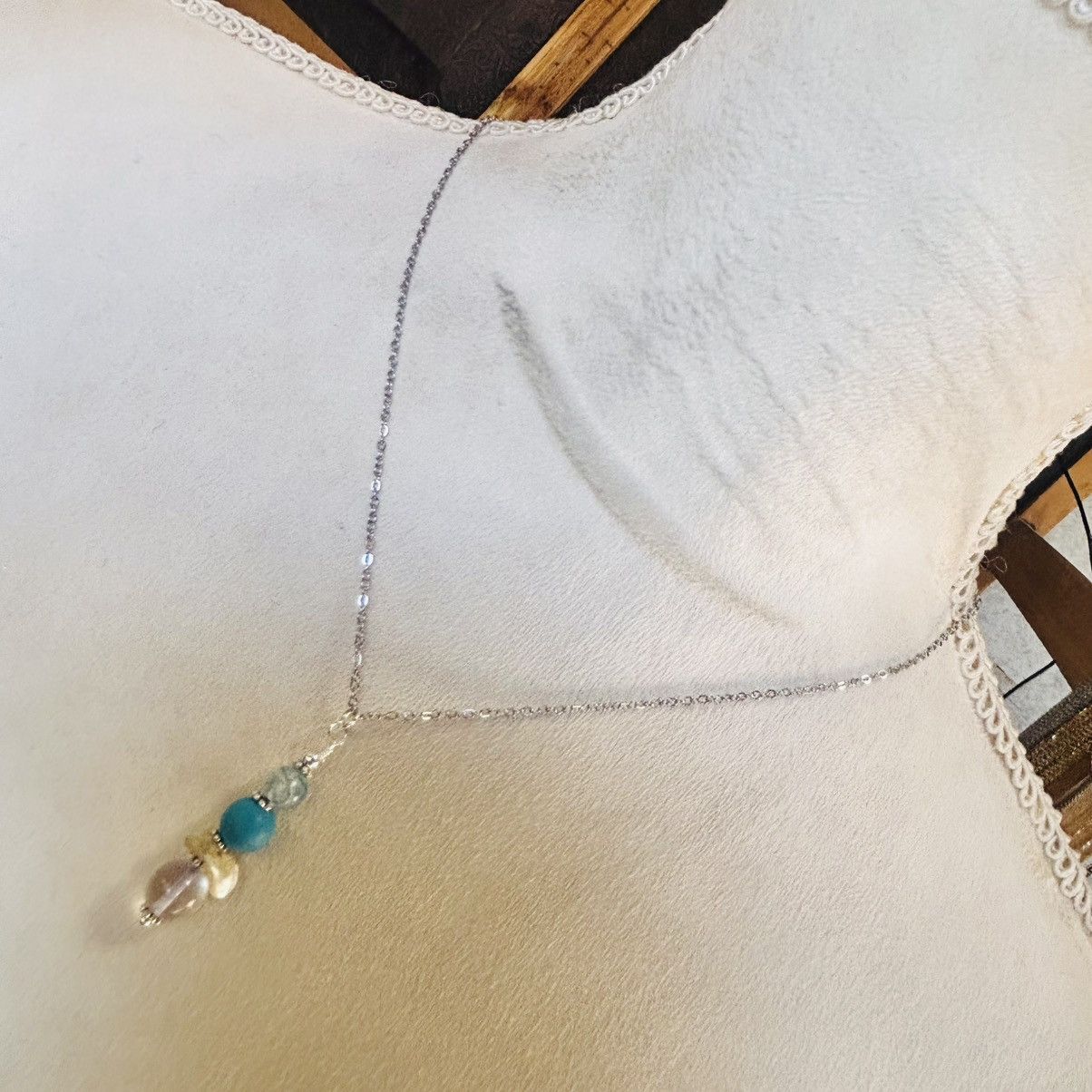 Handmade Handcrafted elegant genuine stone pendant on chain necklace Size ONE SIZE - 2 Thumbnail
