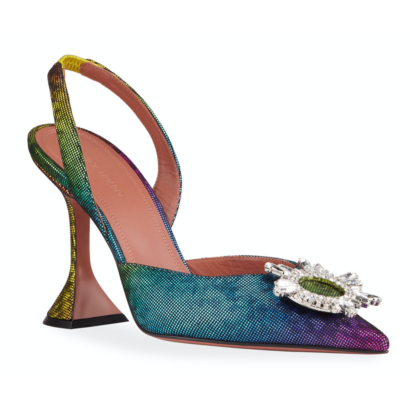 Amina Muaddi 95 Begum Sling Metl Slingback Sandal Heel Pump 36.5 Size US 6.5 / IT 36.5 - 1 Thumbnail