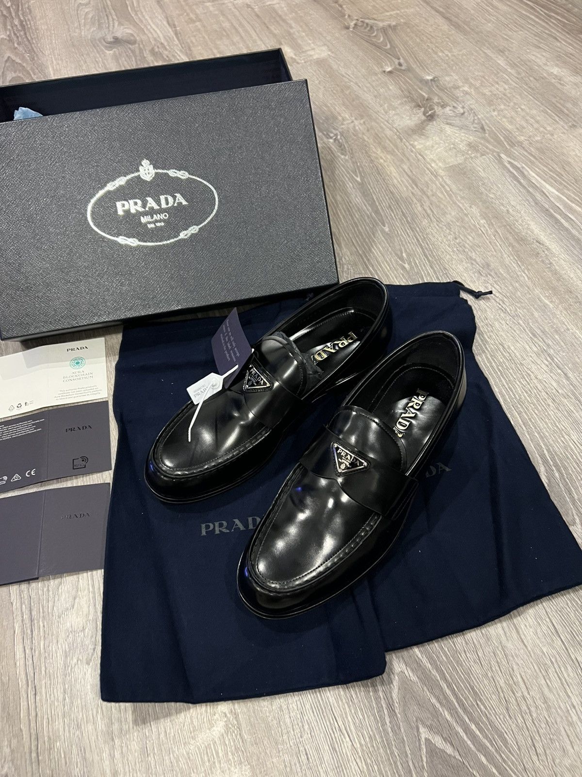 Prada brushed leather loafer