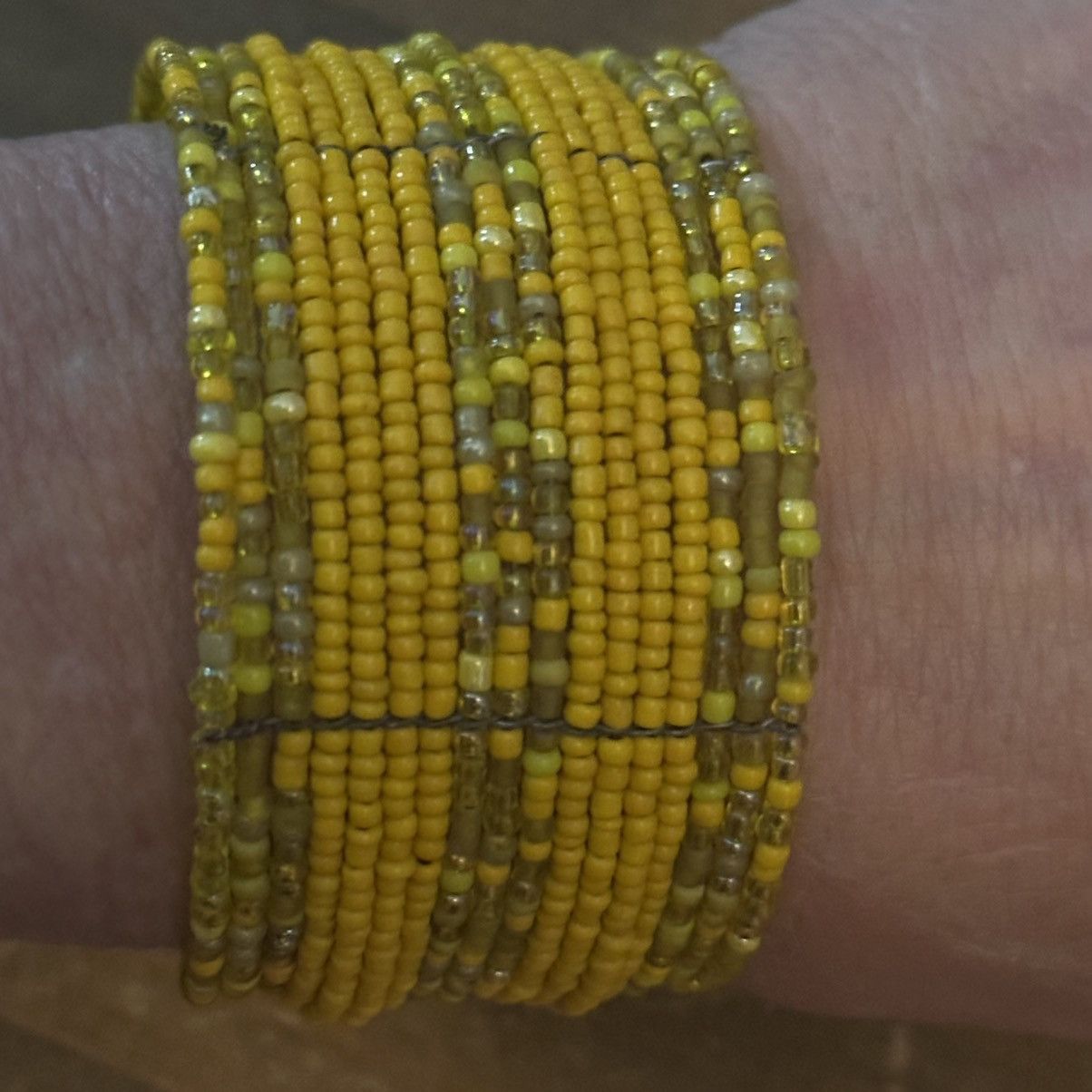 Other Wide mustard yellow seed bead cuff bracelet Size ONE SIZE - 3 Thumbnail