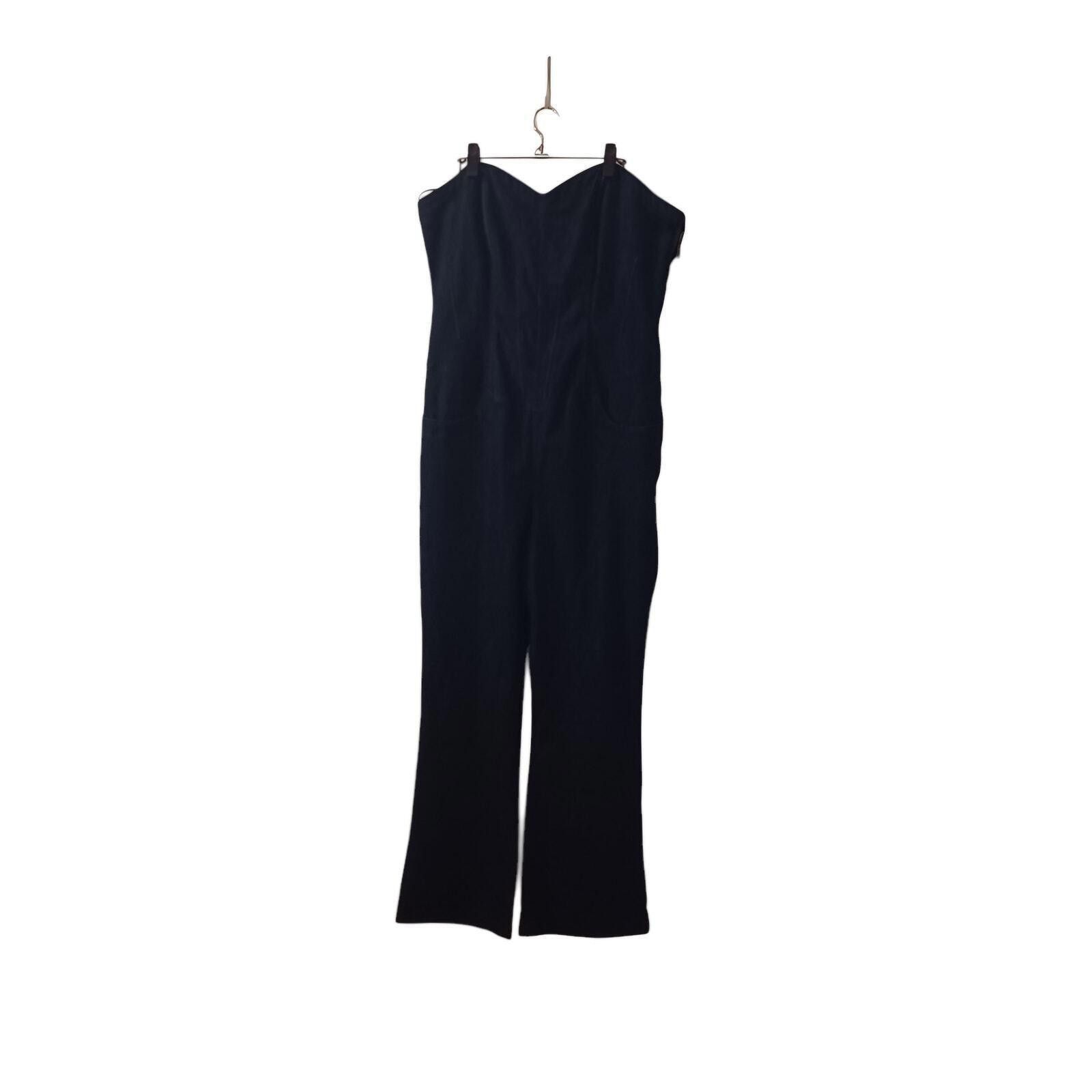 Designer Boom Boom Strapless Denim Jumpsuit Dark Wash Blue Size 20 Size 42" / US 20 - 2 Thumbnail