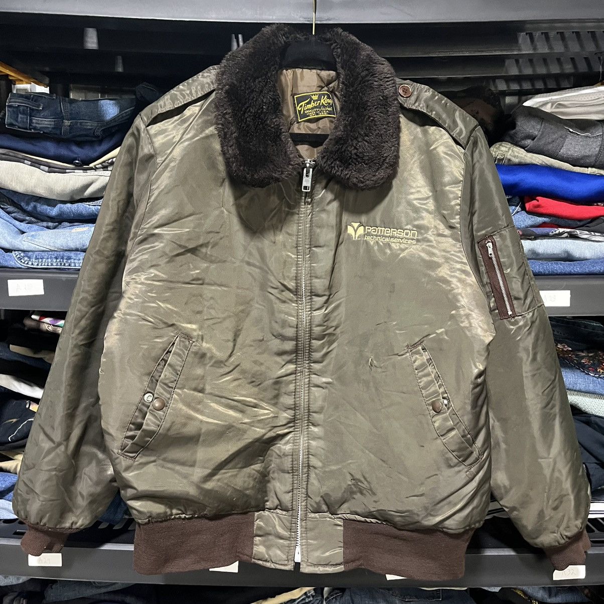 Vintage Vintage 70s Timber King Bomber Flight Jacket Faux Fur Large Size US L / EU 52-54 / 3 - 3 Thumbnail