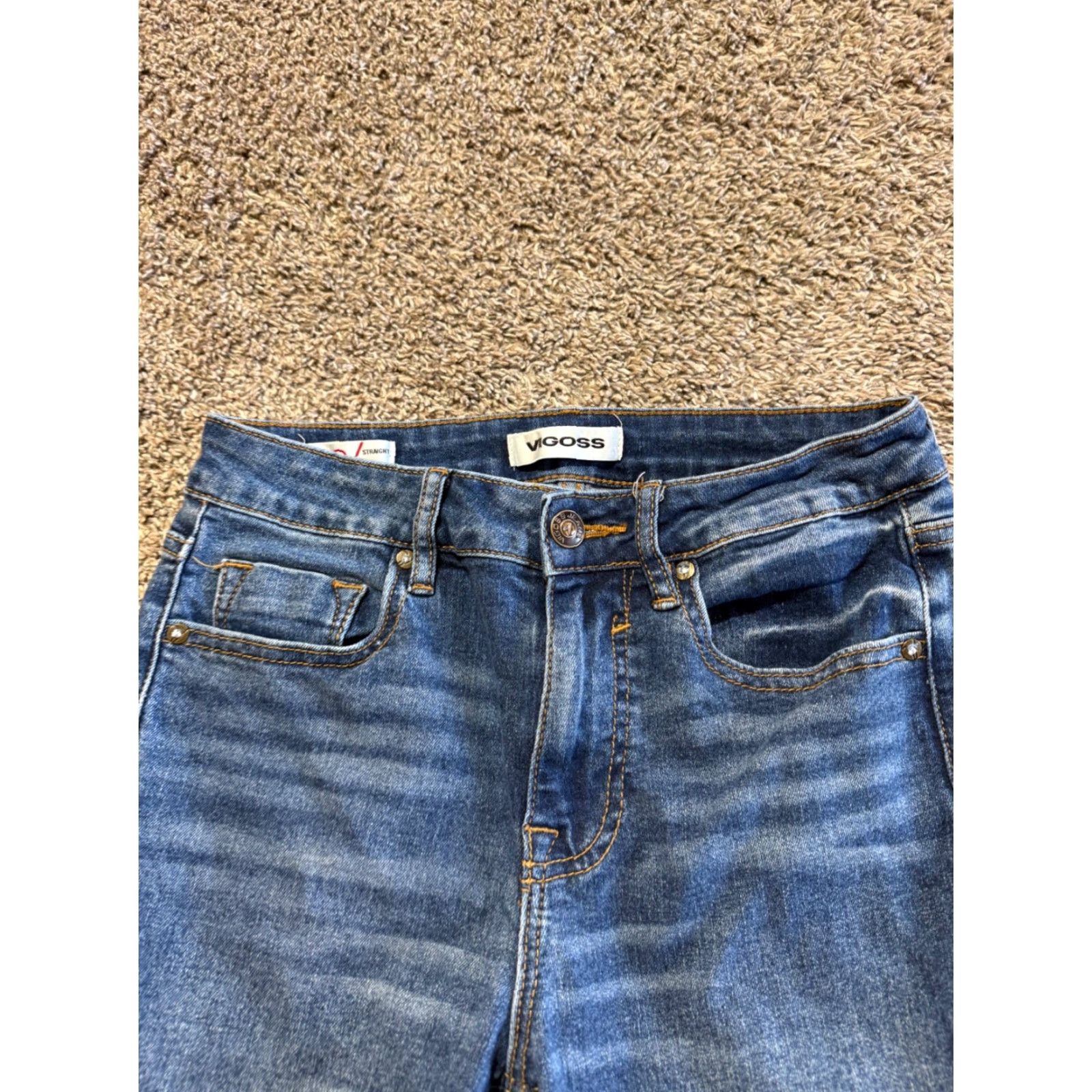 Vintage VIGOSS Women’s Jeans 24 Blue Denim ACE Straight Distressed Stretch Flex Jeans Size 42" / US 20 - 2 Thumbnail