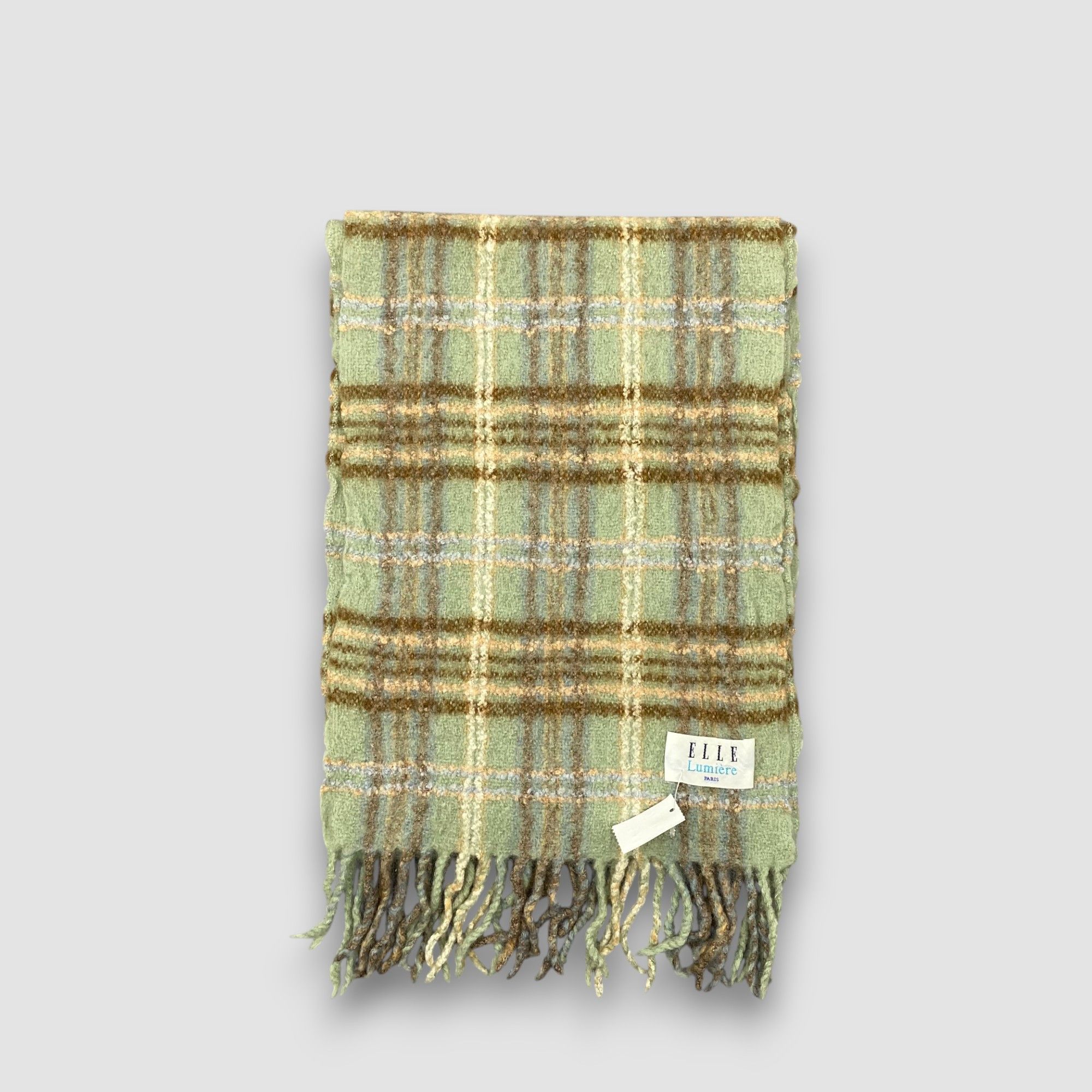 Japanese Brand Vintage Elle Lumiere Scarf Muffler Wool Ribbed Fringe Scarve Size ONE SIZE - 3 Thumbnail