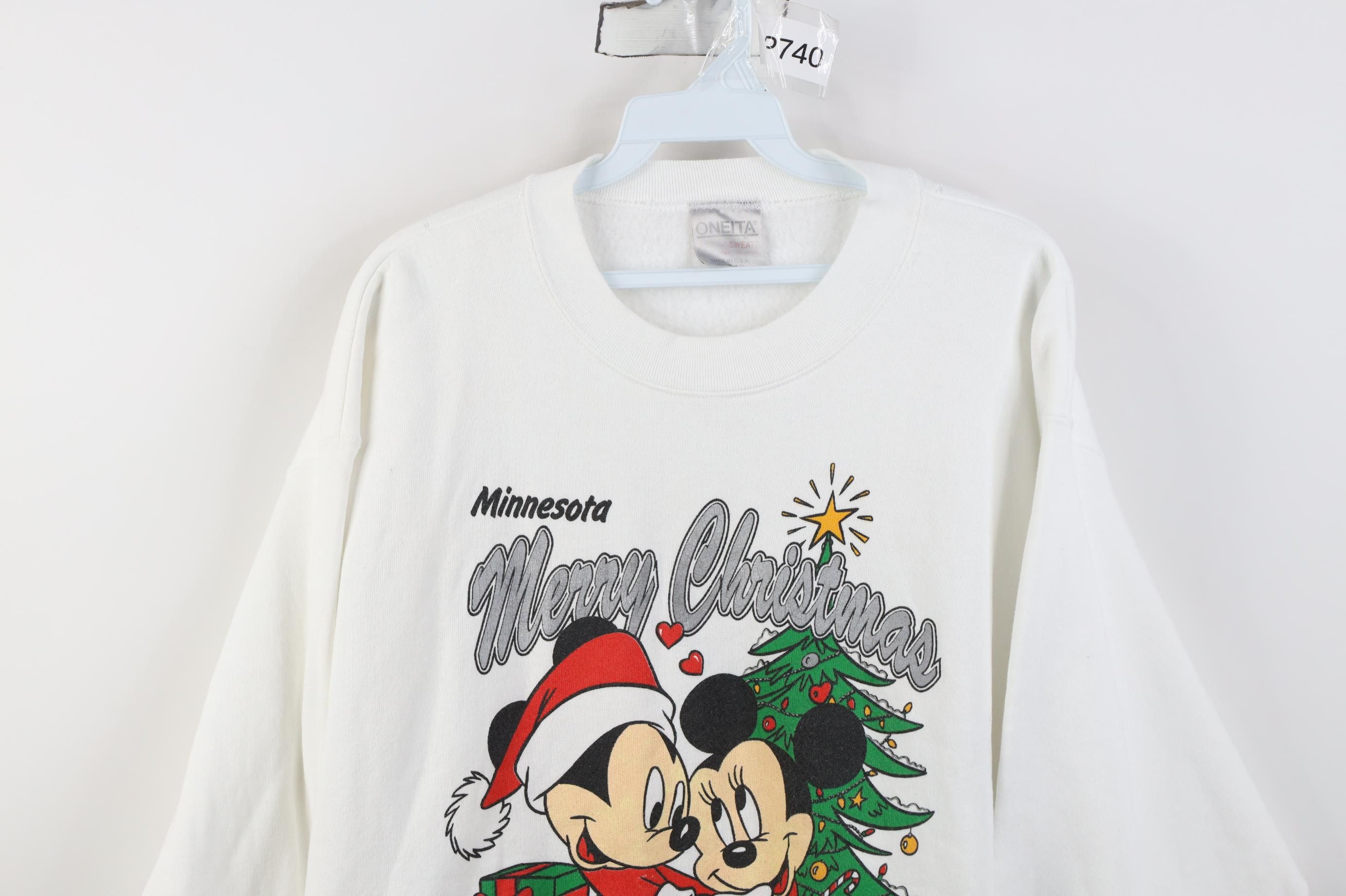 Vintage Vintage 90s Disney Christmas Mickey Minnie Mouse Sweatshirt Size L / US 10 / IT 46 - 2 Thumbnail