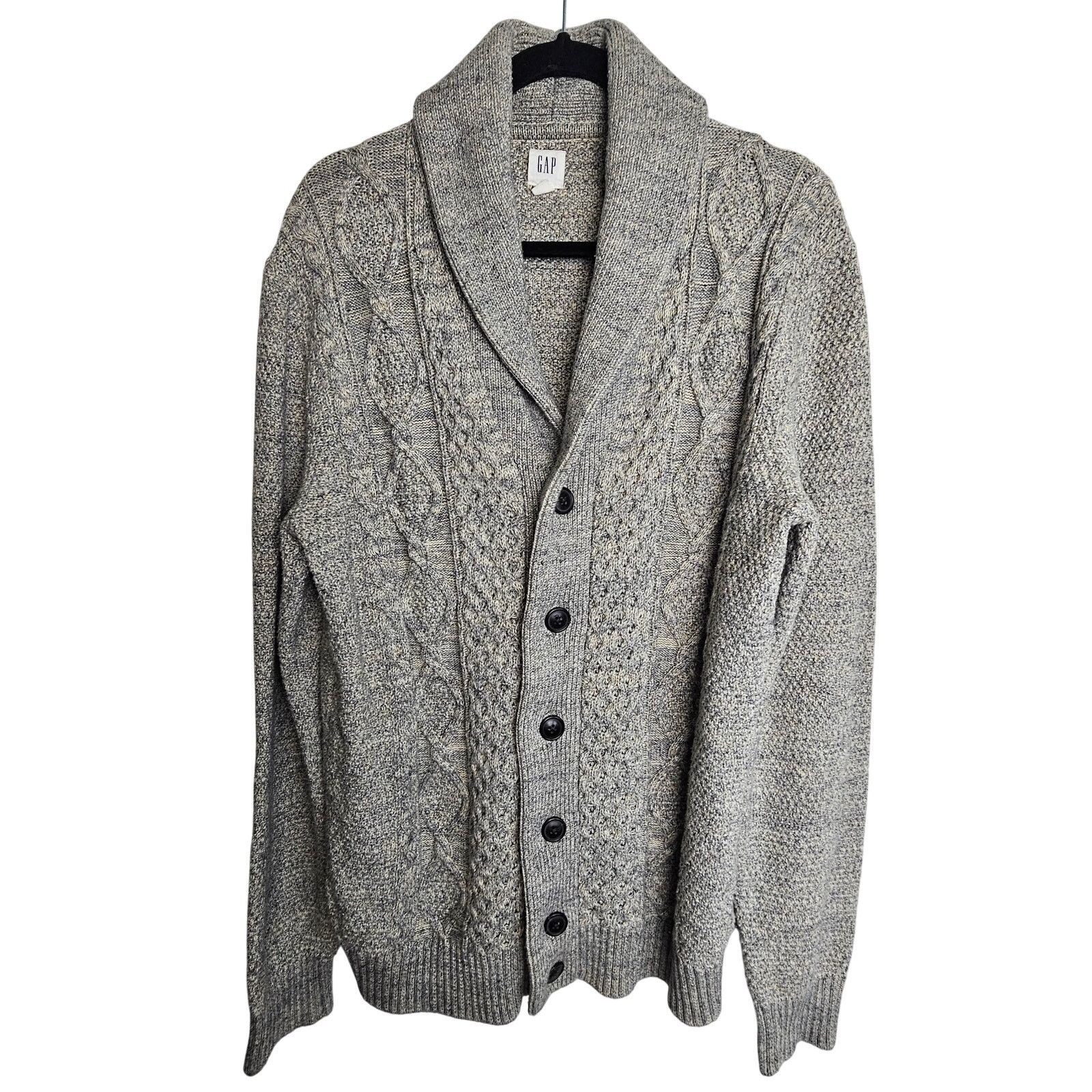 Gap Gap Mens Cable Knit Fisherman Cardigan Sweater Heavyweight Size US L / EU 52-54 / 3 - 2 Thumbnail
