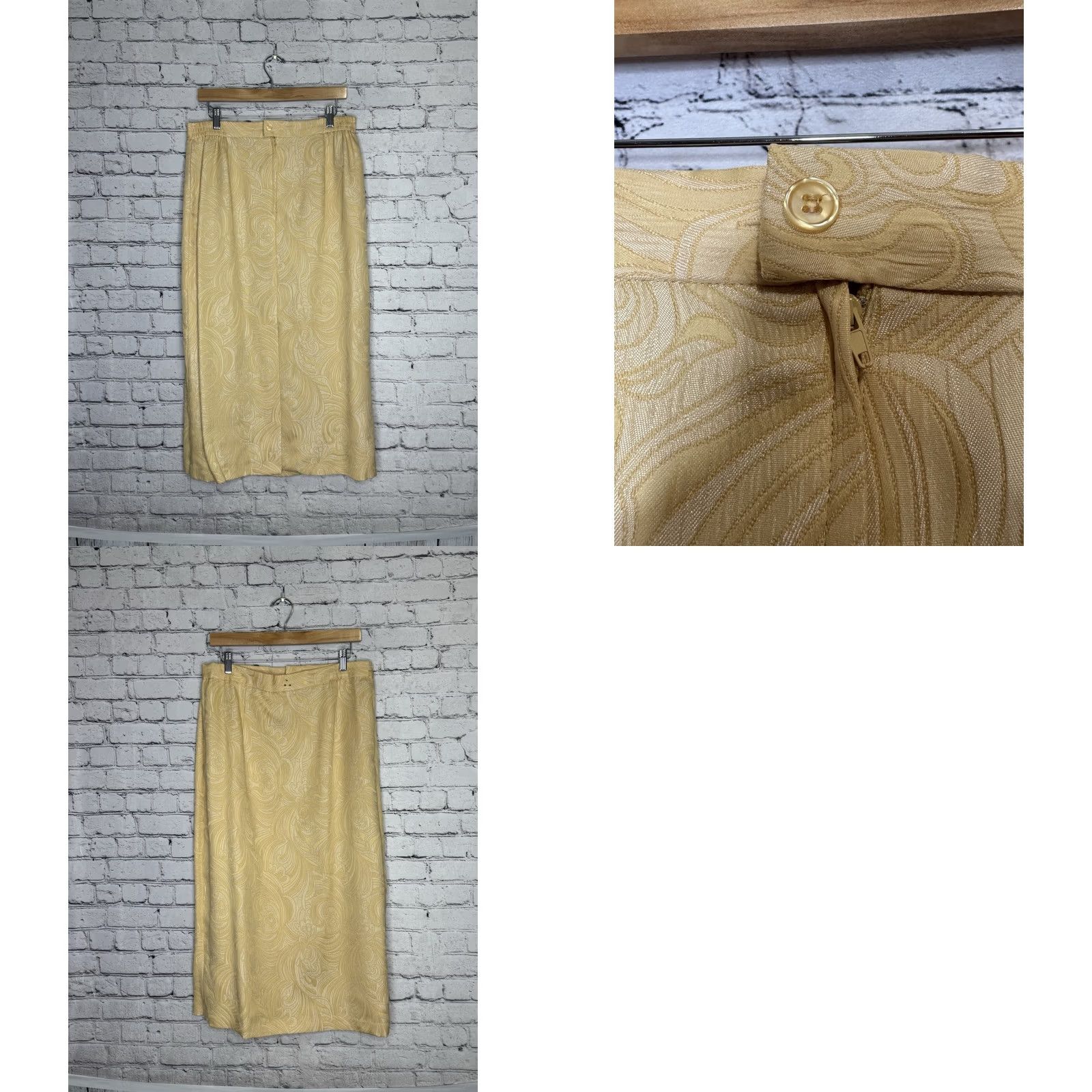 Vintage VINTAGE Psalm CIV Blazer, Tank, And Skirt Set 16 Gold 3 Piece Suit Skirt Women Mens? Size 38" / US 16 / IT 52 - 8 Thumbnail