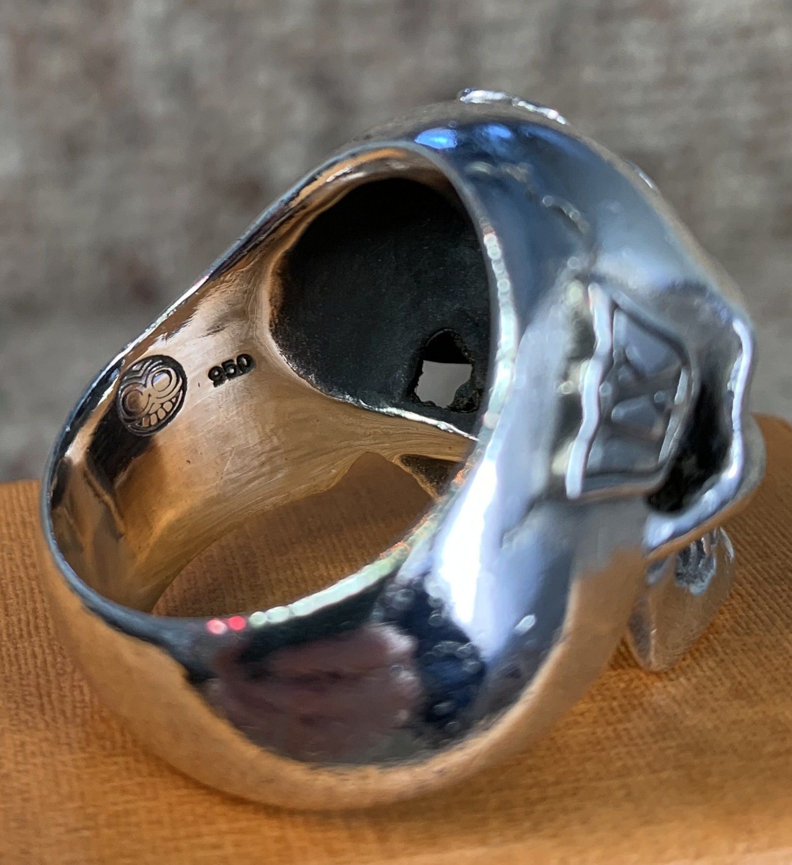 Number (N)ine SS05 "Nightcrawler" Bejeweled Silver Skull Ring Size ONE SIZE - 7 Thumbnail