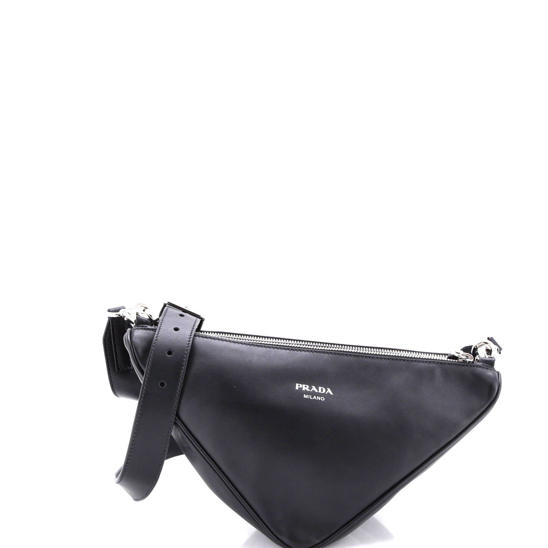 Prada Double Triangle Logo Zip Shoulder Bag Size ONE SIZE - 1 Thumbnail
