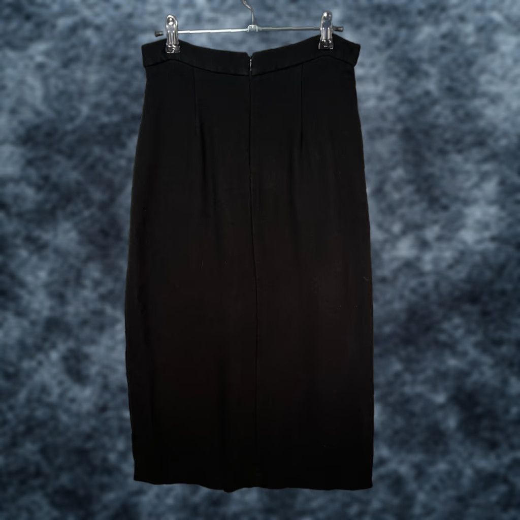 Massimo Dutti Massimo Dutti Skirt Womens 6 Black A-Line Midi Back Zipper Visco se Lined Casual Size 6 Regular Slit N/A Size 28" / US 6 / IT 42 - 1 Thumbnail