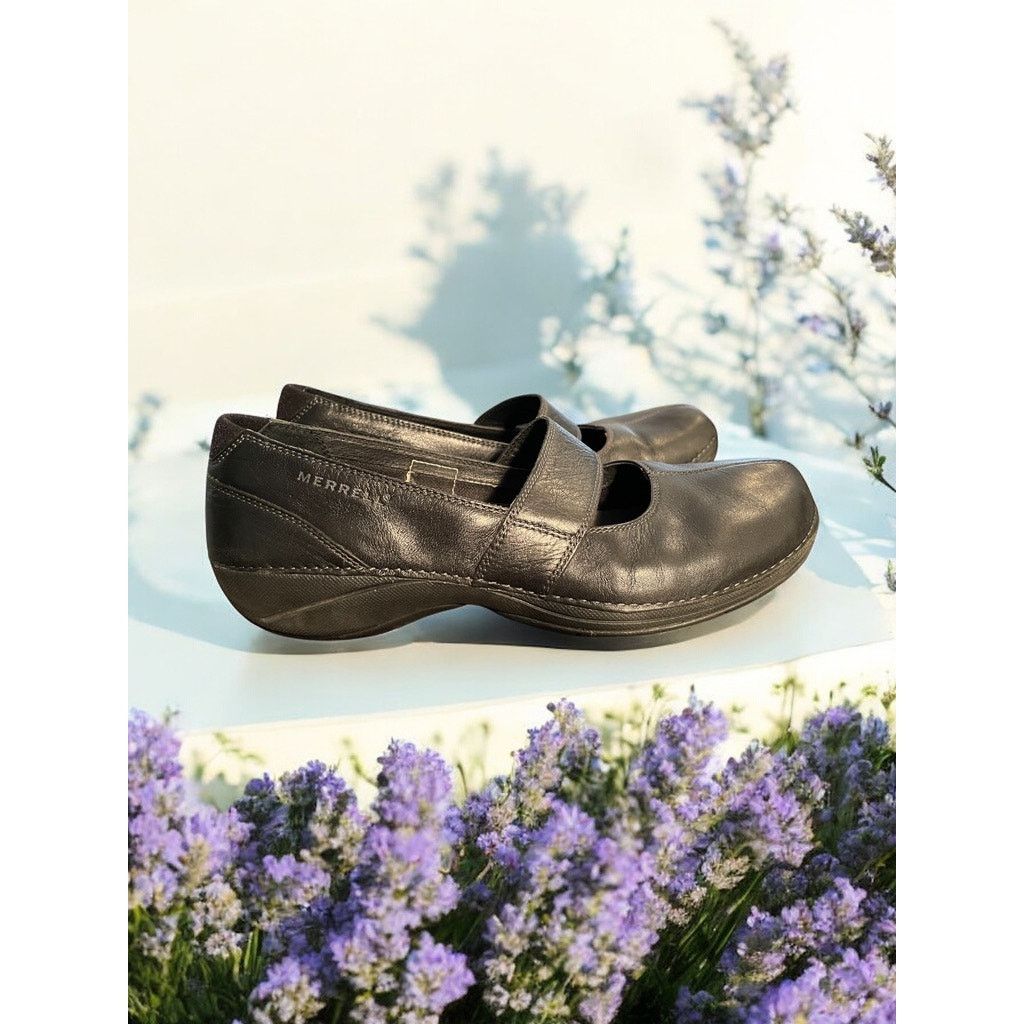 Merrell Womans Black Merrell Ortholite Leather Shoes Mary Janes Sz 9 Size US 9 / IT 39 - 3 Thumbnail