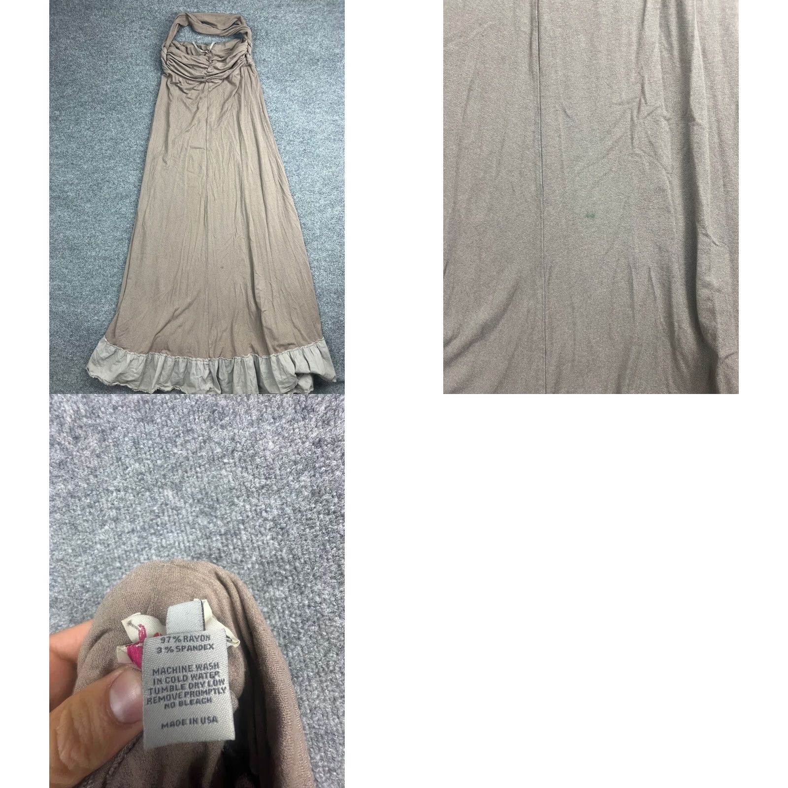 Vintage Love From Ya-Ya Dress Women's M Brown Sleeveless Ruched Maxi Straps Ruffle Size M / US 6-8 / IT 42-44 - 8 Thumbnail