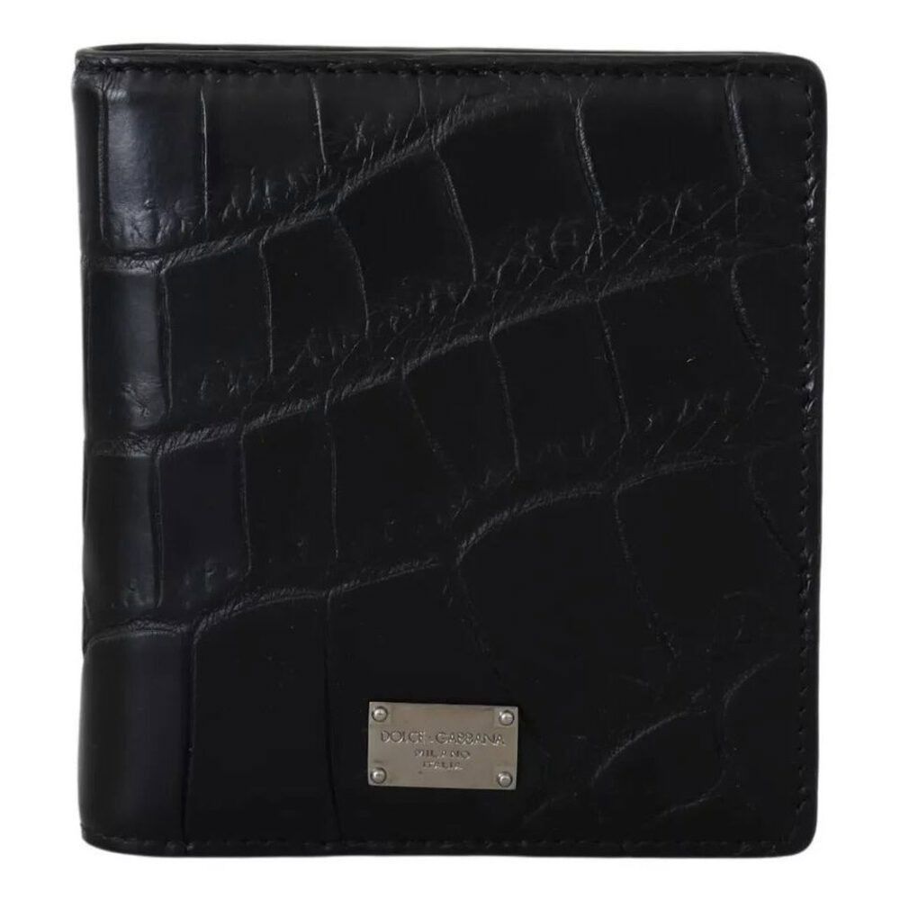 Dolce & Gabbana Dolce & Gabbana Black Exotic Leather Bifold Card Holder Wall Size ONE SIZE - 1 Thumbnail