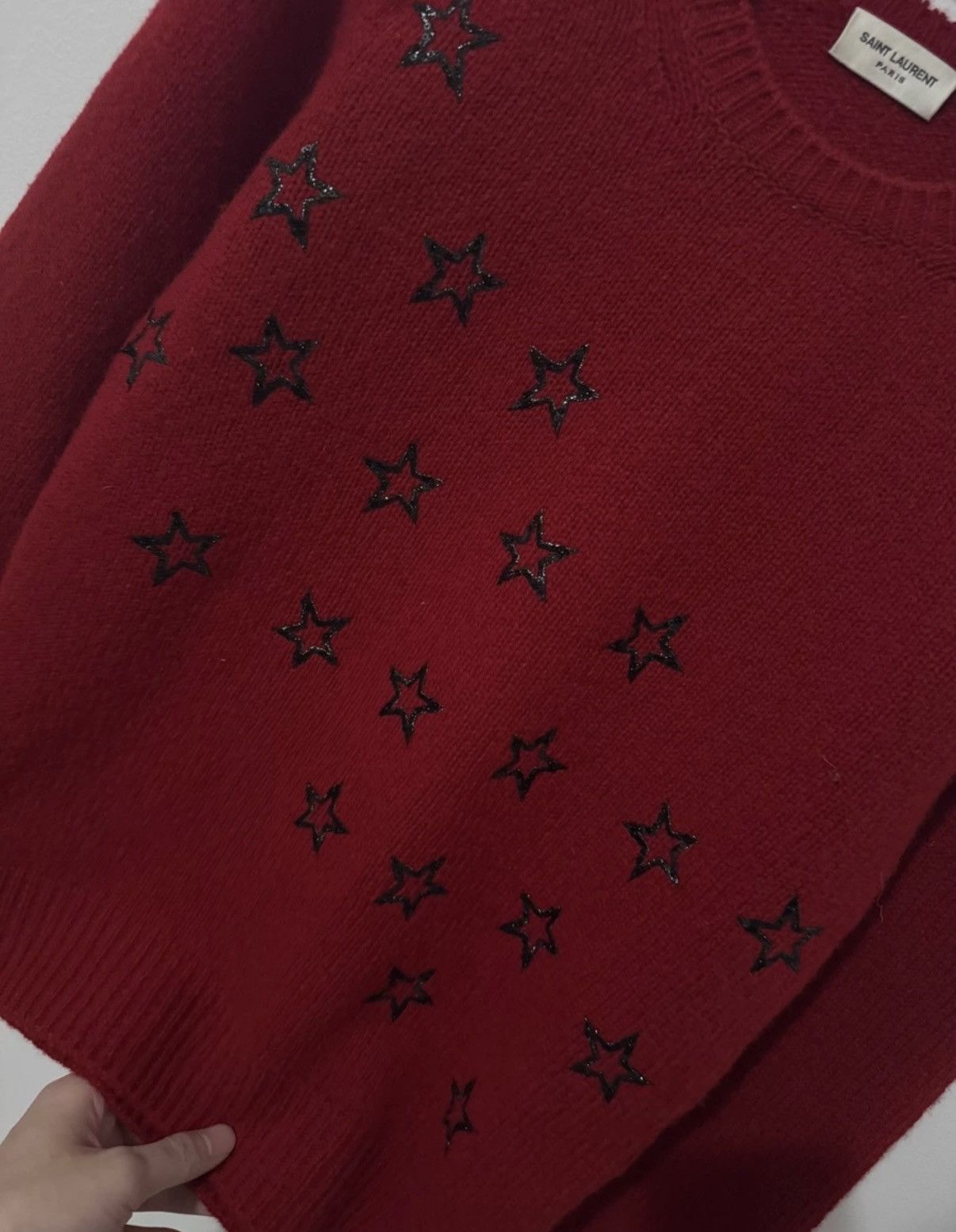 Saint Laurent Paris SLP 15FW Burgundy Scale Embroidered Star Sweater Size US S / EU 44-46 / 1 - 3 Thumbnail
