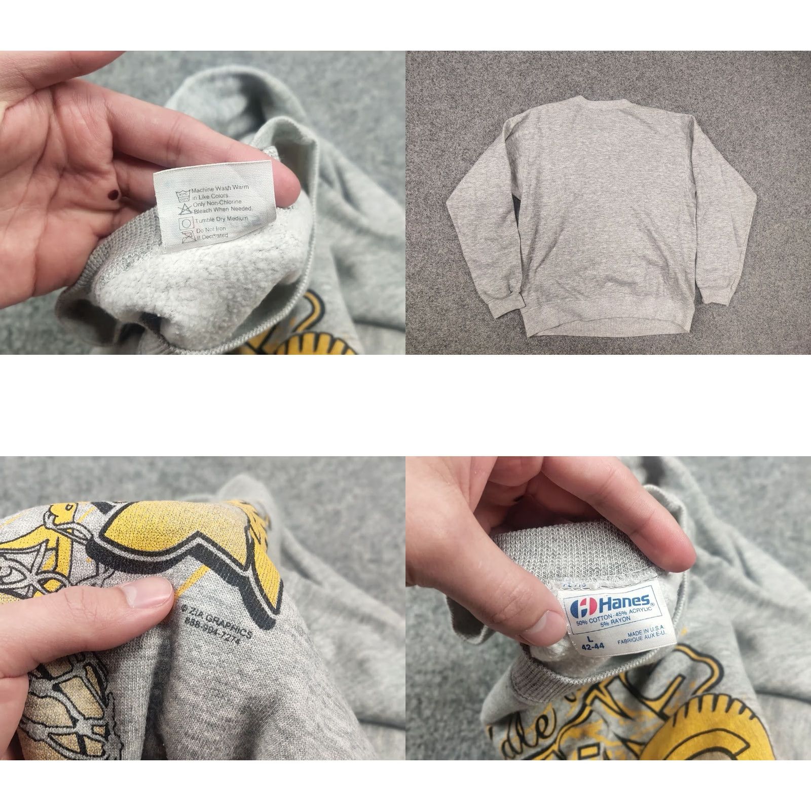 Logo 7 VINTAGE Taft Middle School TROJANS basketball graphics Logo Gray Sweatshirt Size US L / EU 52-54 / 3 - 9 Thumbnail