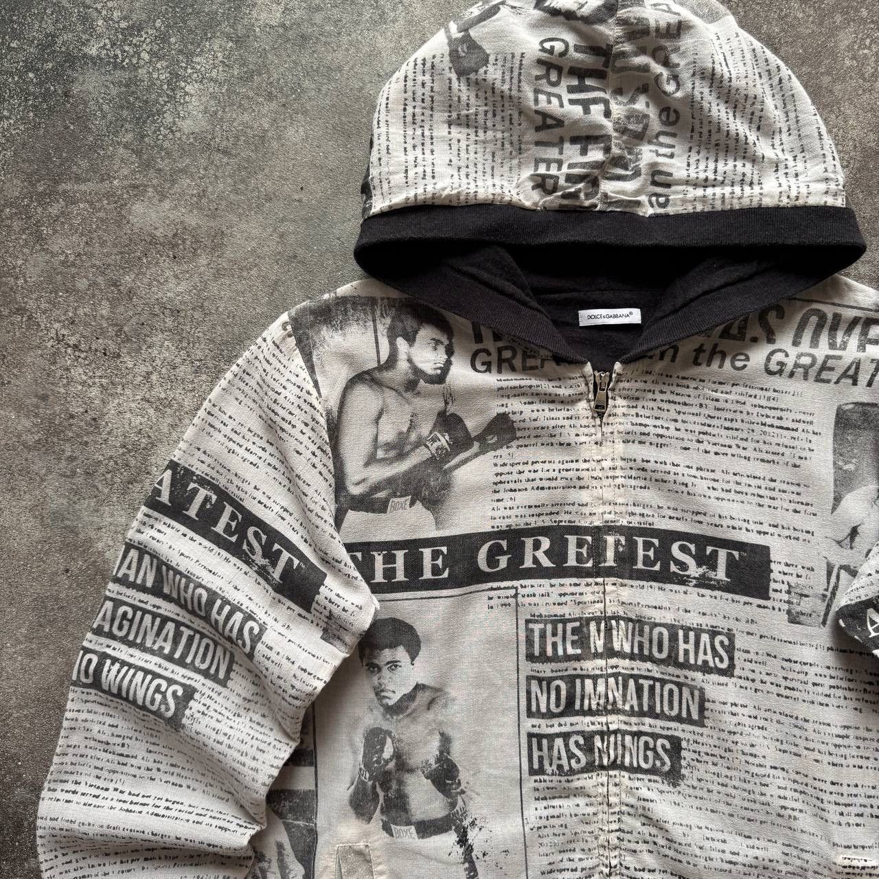 Dolce & Gabbana Dolce & Gabbana Vintage Mohamed Ali Gazette Print Zip Hoodie Size XS / US 0-2 / IT 36-38 - 2 Thumbnail