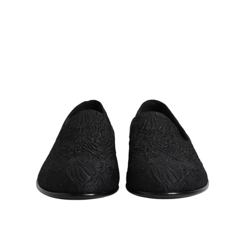 Dolce & Gabbana Dolce & Gabbana Black Jacquard Slip On Loafers Formal Shoes Size US 7 / EU 40 - 2 Thumbnail