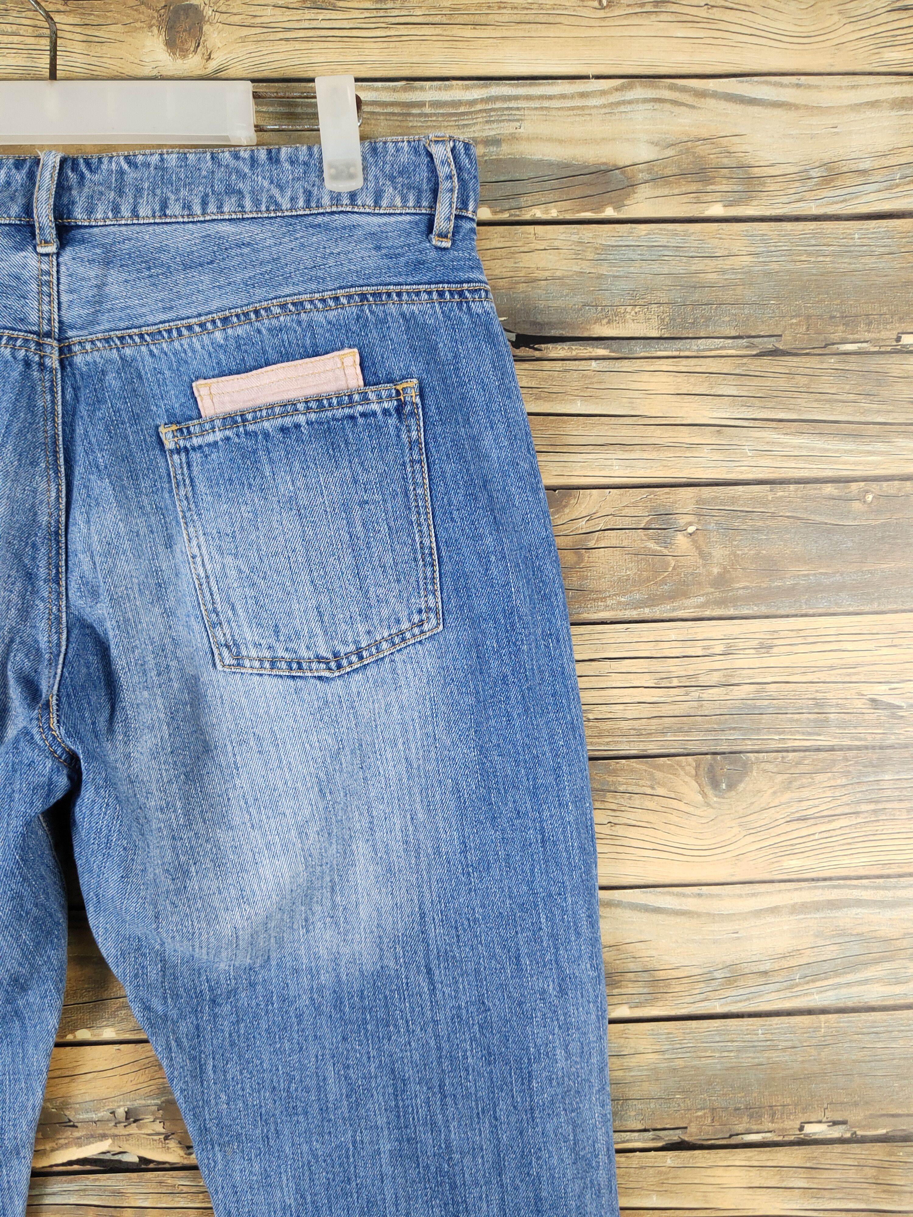 Japanese Brand × Vintage Pinc Ponc Blue Distressed Ripped Patch Jeans #1309 Size 33" - 10 Thumbnail