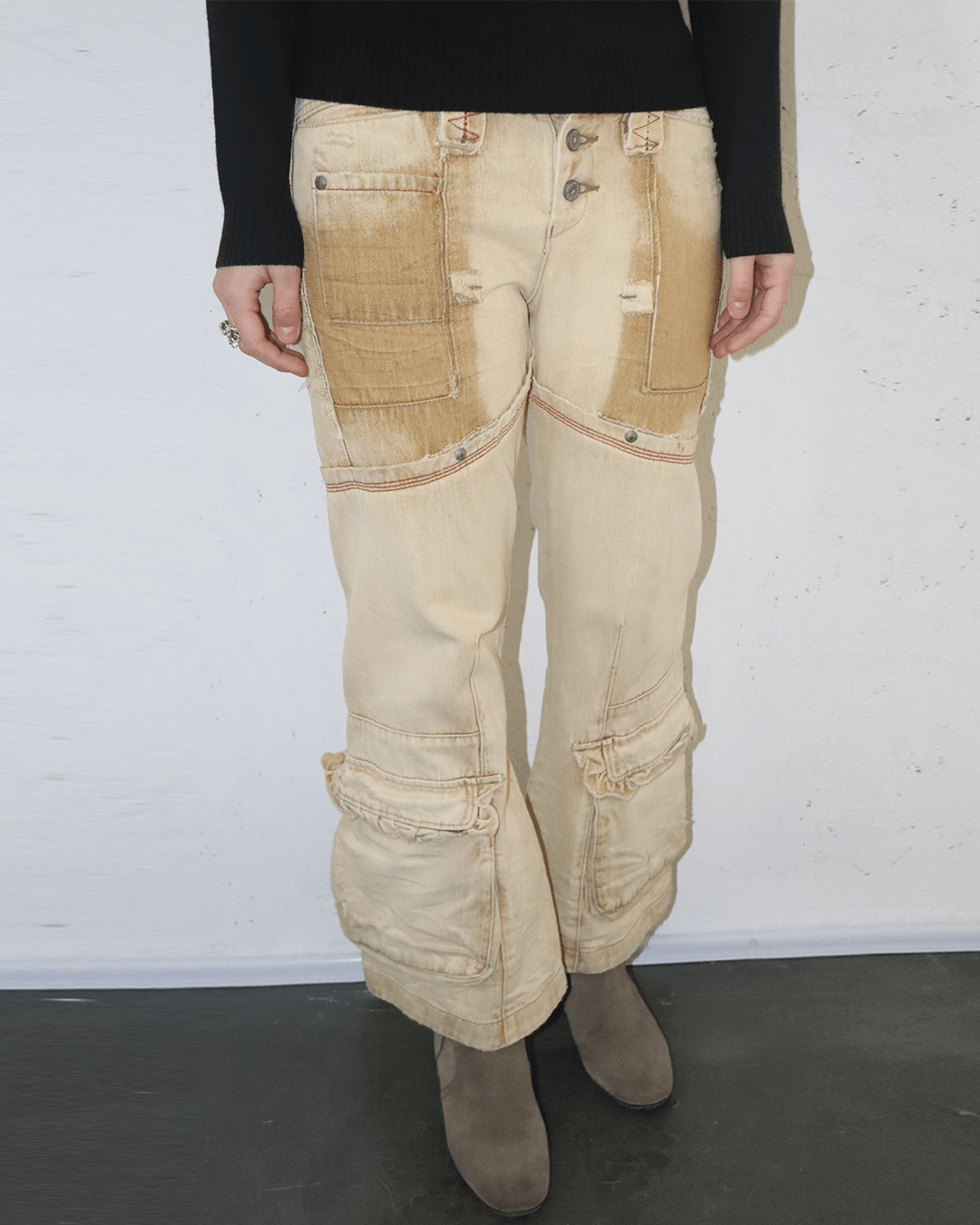 Marithe + Francois Girbaud Marithe Francois Girbaud 90s Damaged Cropped Boots Cut Pants Size 26" / US 2 / IT 38 - 5 Thumbnail