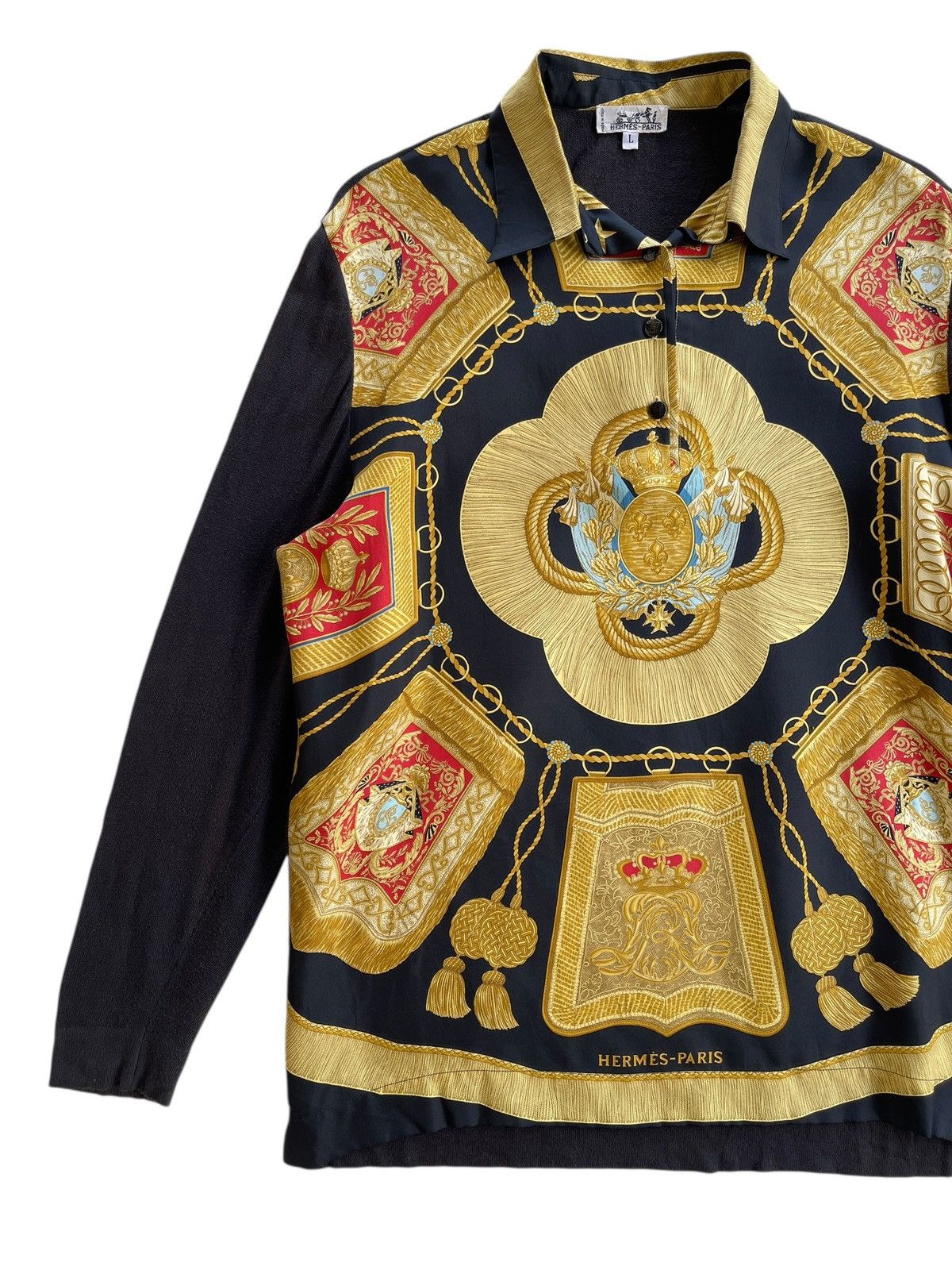 Hermes 1990s Hermes Chemise Silk Shirt Size L / US 10 / IT 46 - 9 Thumbnail