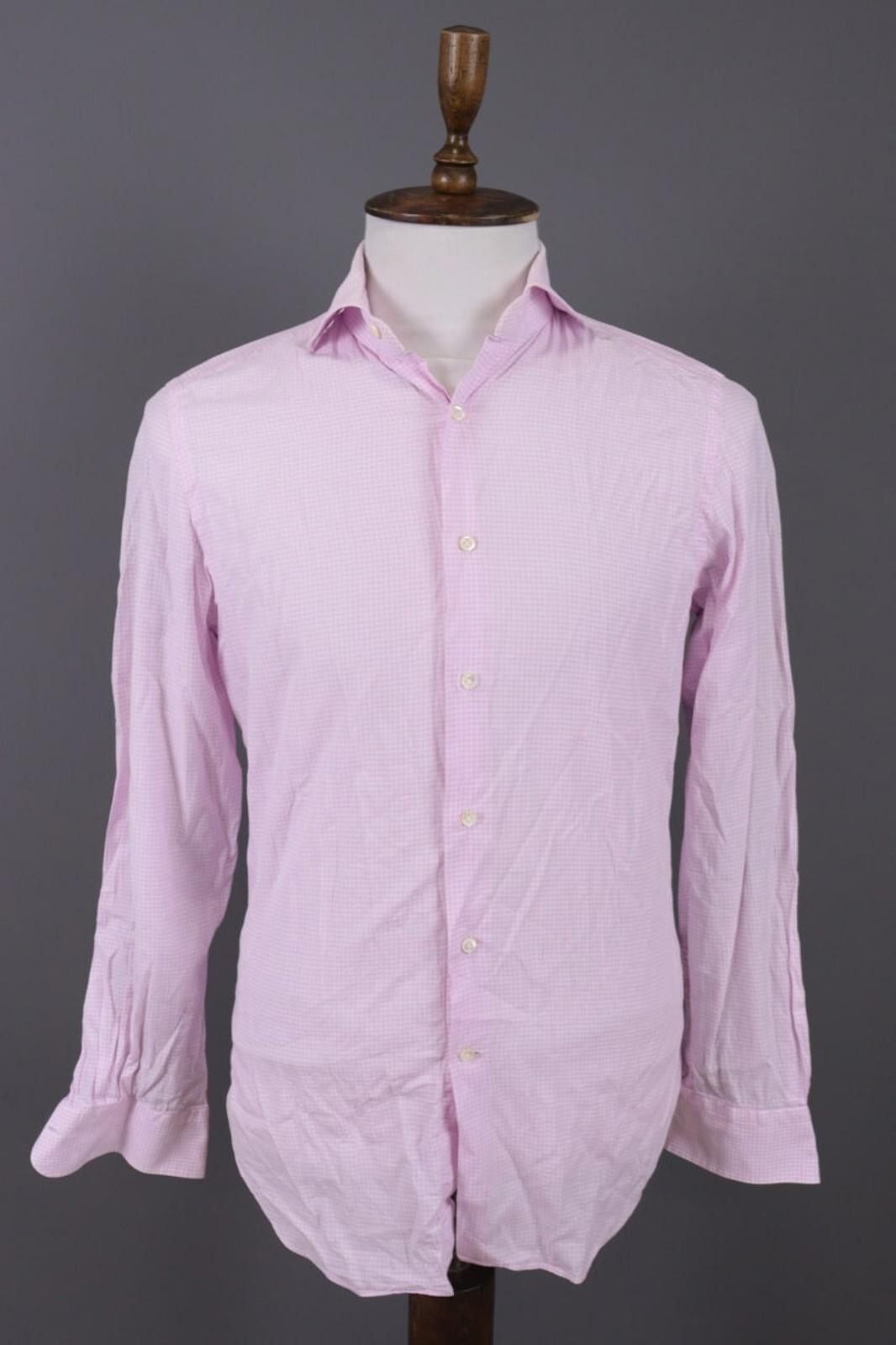 Suitsupply Scabal Pink Check Long Sleeve Dress Shirt Size 39 / 15 1/2 Size US M / EU 48-50 / 2 - 1 Thumbnail