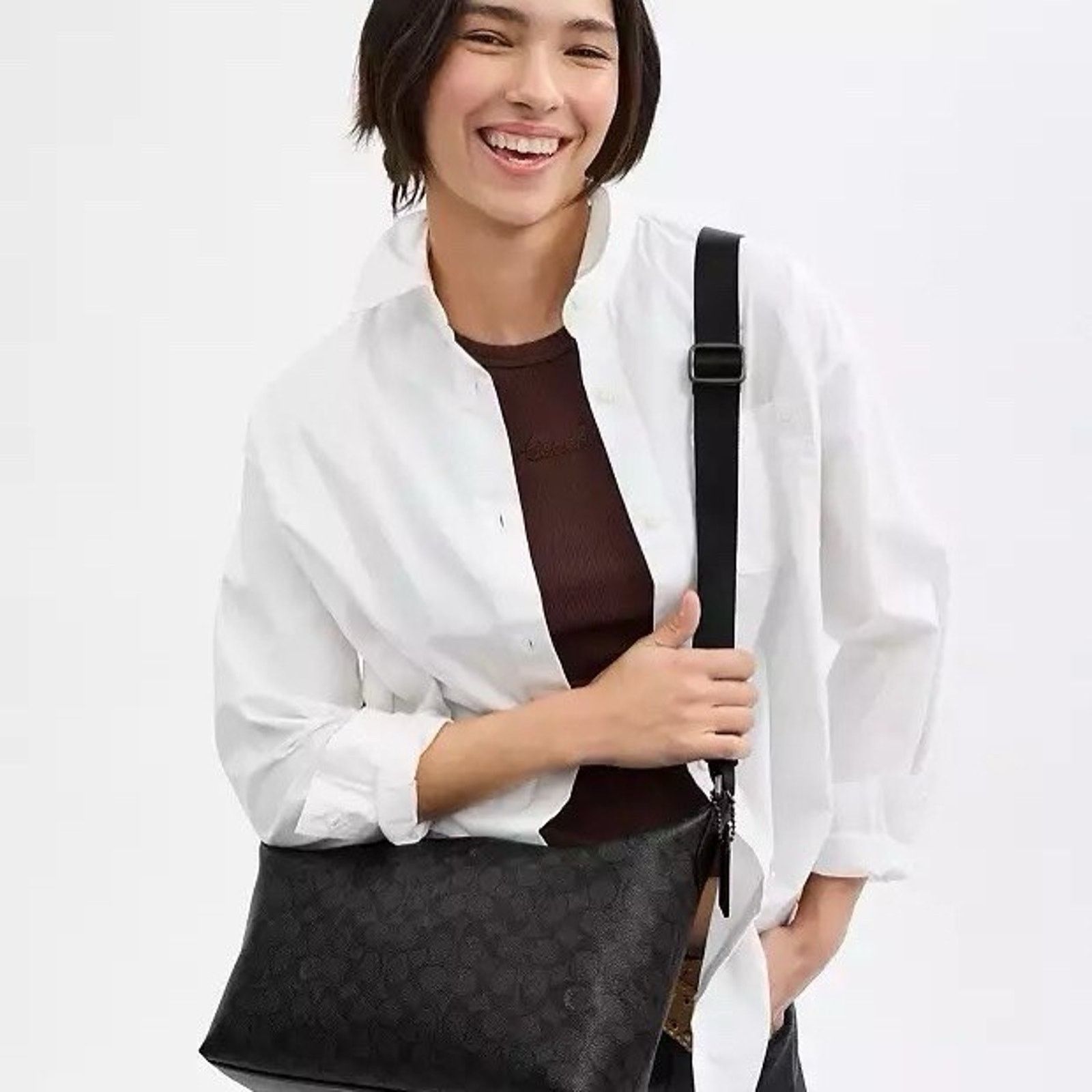 Coach NWT COACH Finn Crossbody Bag CAJ91 Gunmetal/Charcoal/Black Size ONE SIZE - 7 Thumbnail