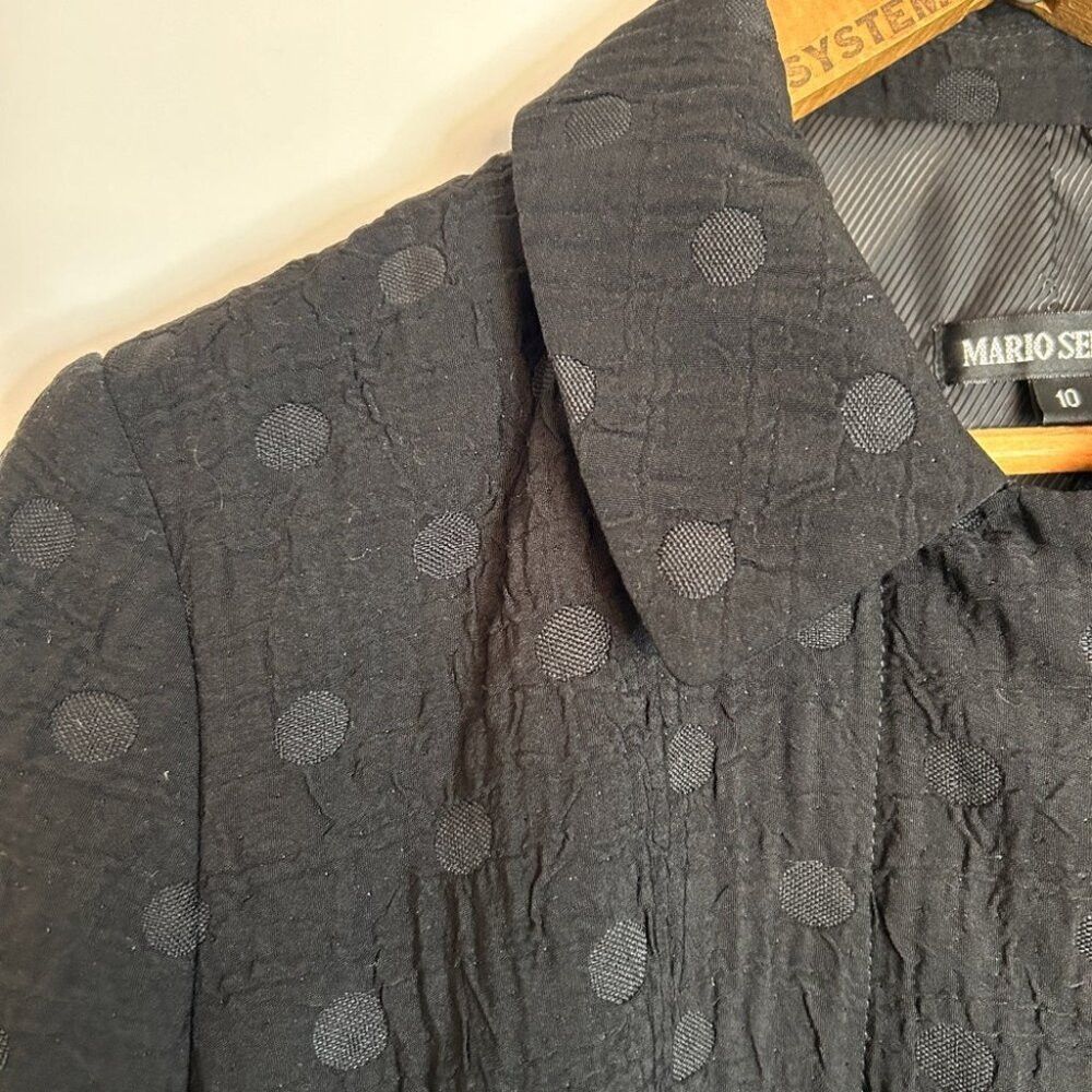 Other Women’s Mario Serrani Black Polka Dotted Long Jacket Size 1 Size L / US 10 / IT 46 - 2 Thumbnail