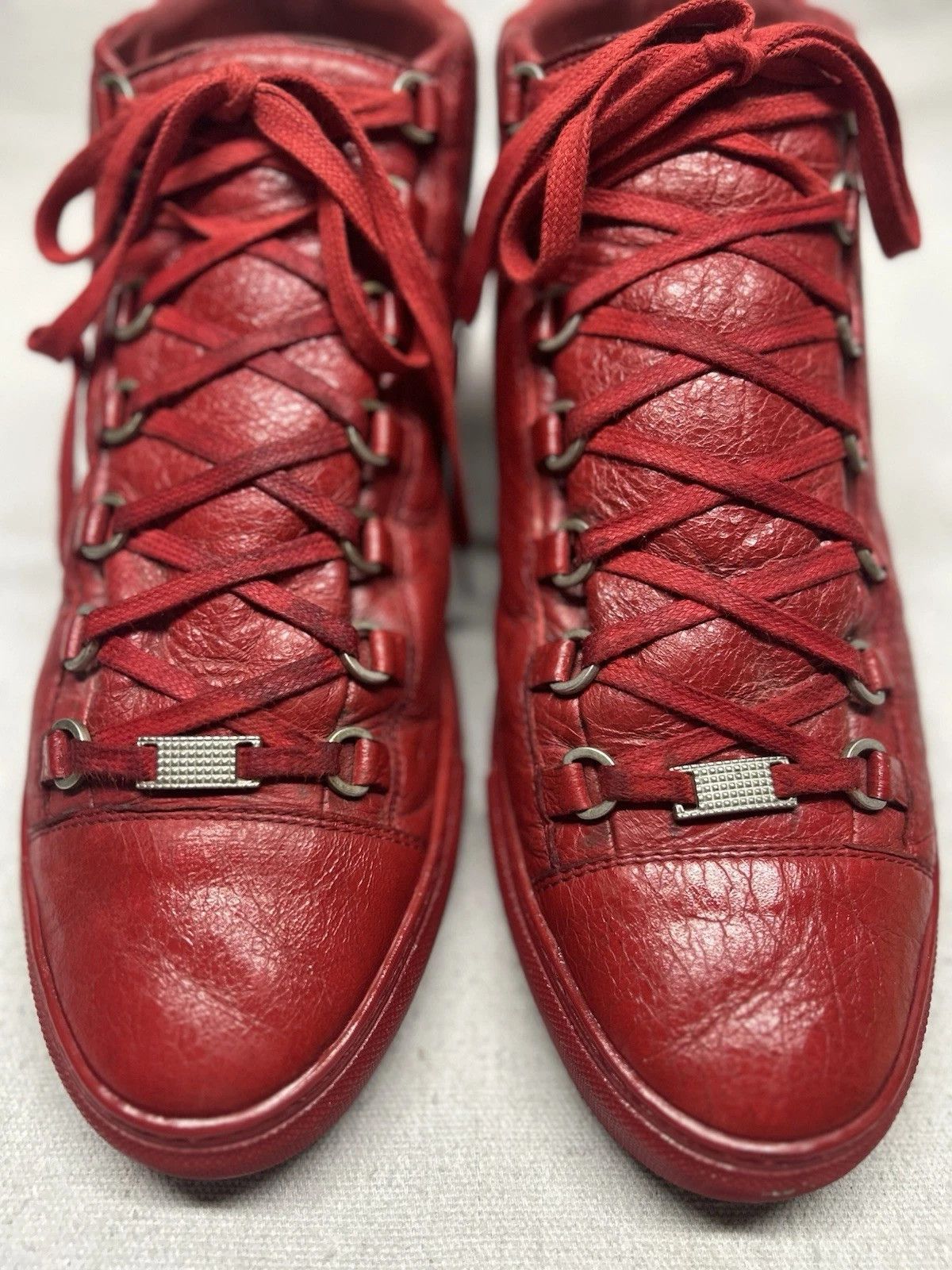 Balenciaga Balenciaga Arena Red 10 High Tops Leather Sneakers Size US 10 / EU 43 - 4 Thumbnail
