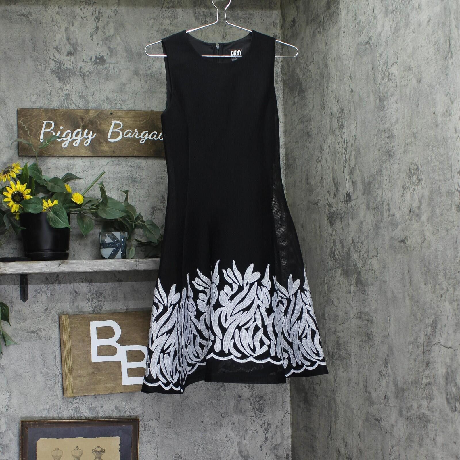 DKNY Nwt Dkny Sleeveless Fit Flare A-line Dress Black / Ivory 2 Size XS / US 0-2 / IT 36-38 - 1 Thumbnail
