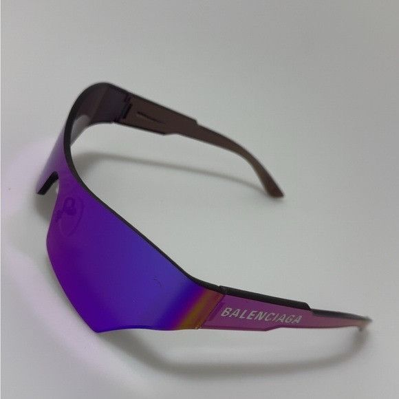 Balenciaga Balenciaga Mirrored Shield Sunglasses Blue Multi Size ONE SIZE - 3 Thumbnail
