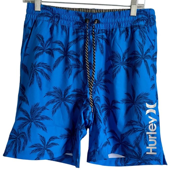 Hurley Hurley Volley Men's Swim Shorts Trunks Blue with Palm Trees