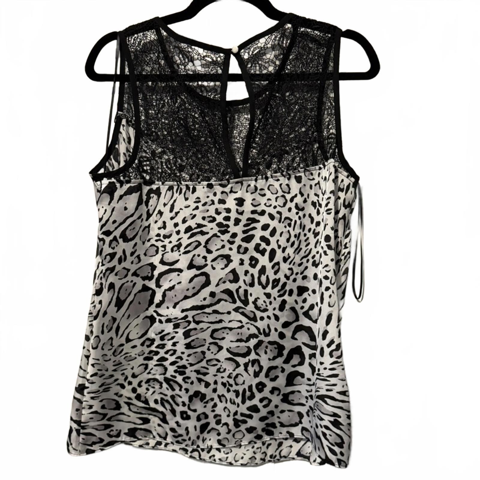 Other Cache Black and White Leopard Print Sleeveless Top Size L Size L / US 10 / IT 46 - 4 Thumbnail