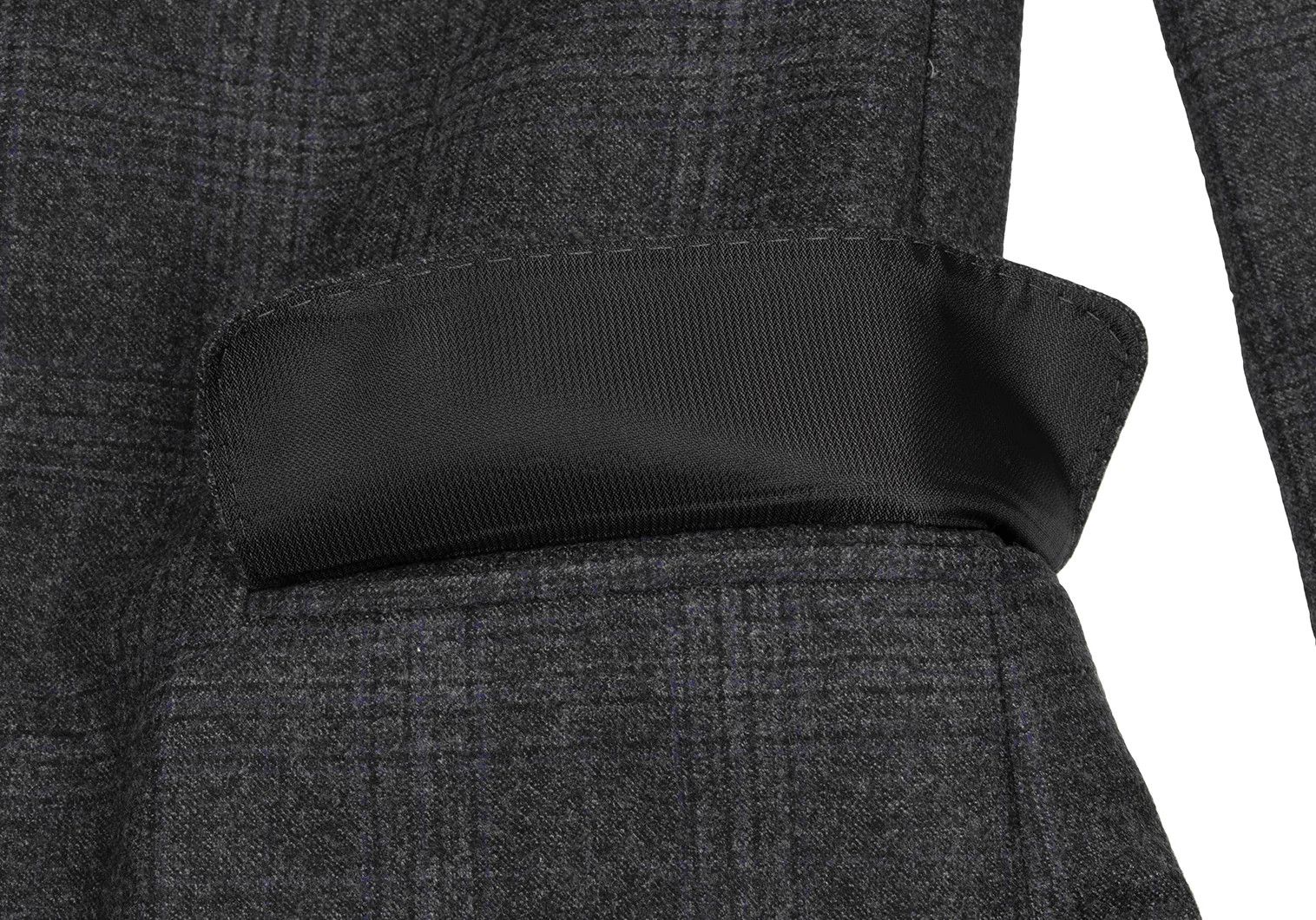 Armani Collezioni Wool Glen Check Peak Lapel Double Jacket in Charcoal Navy Size US XXS / EU 40 - 10 Thumbnail
